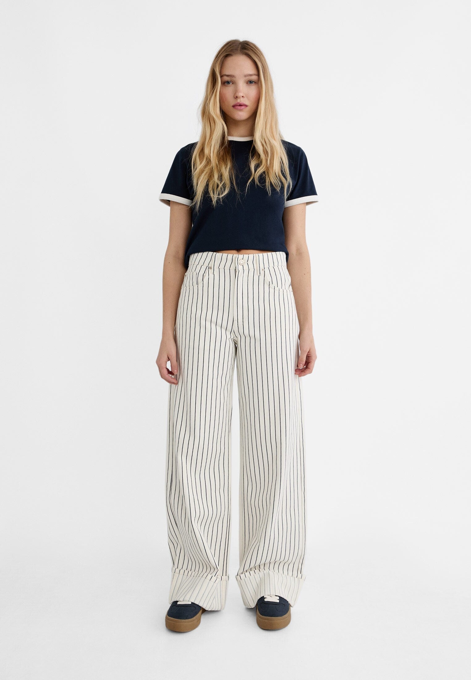 Wellwest High-Waisted Striped wide-leg Pants - Main Image