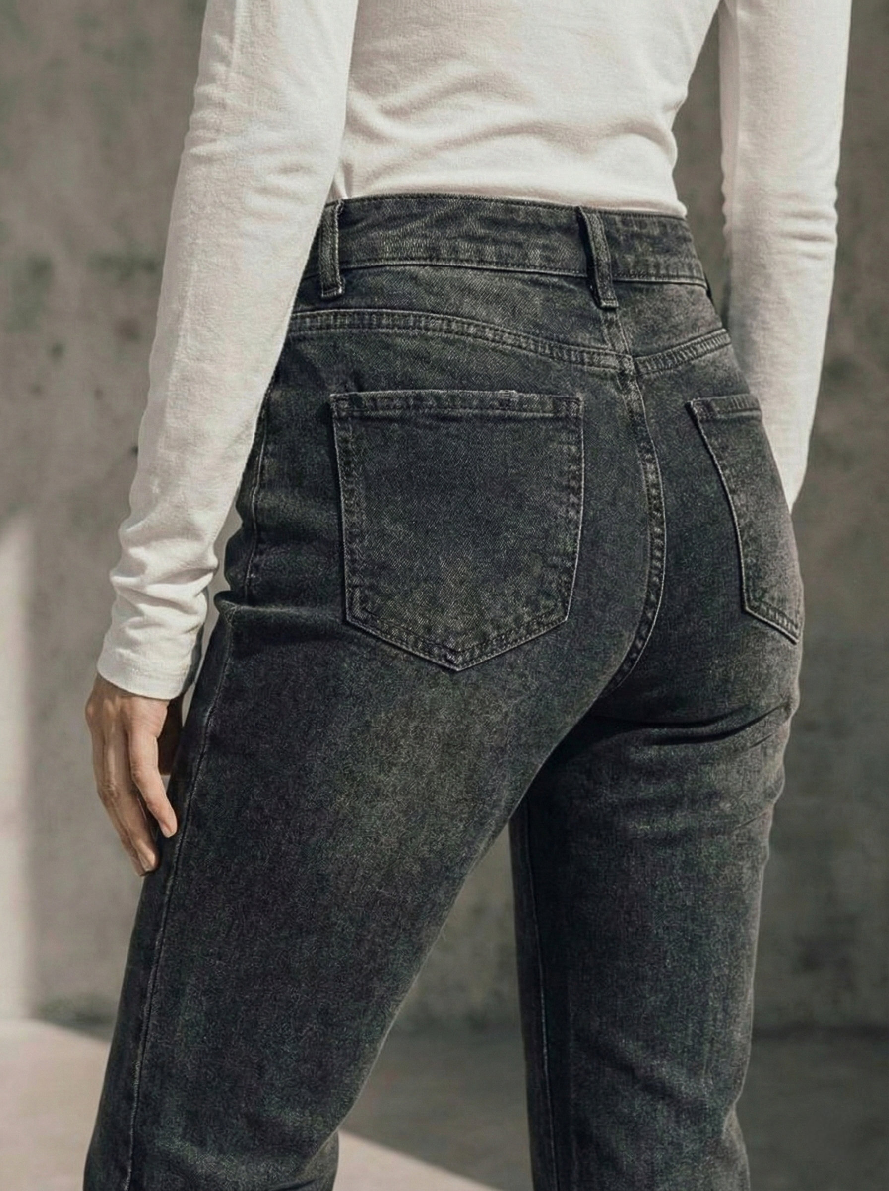 Faded Black Mid-rise Flare Jeans