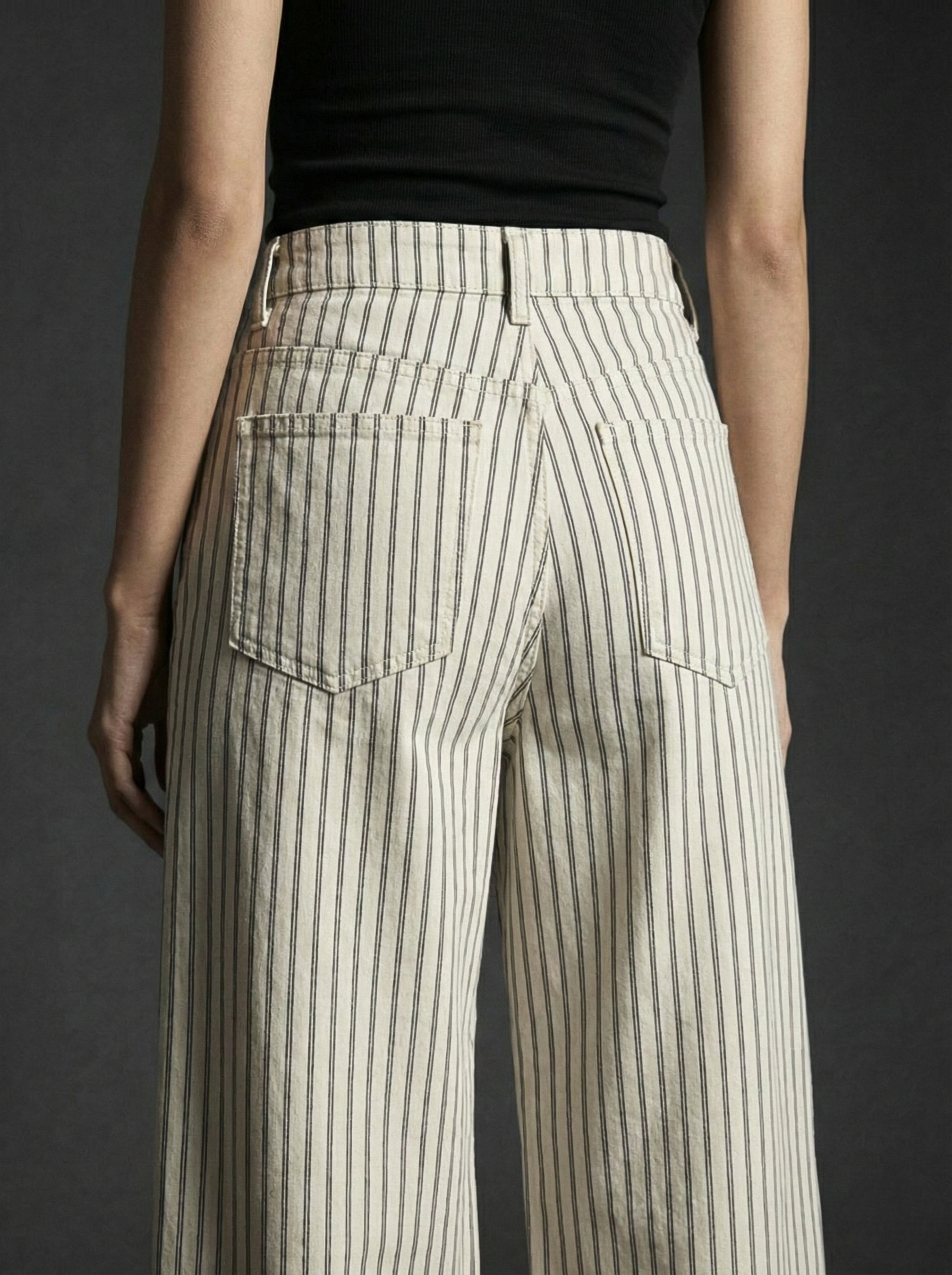 Wellwest High-Waisted Striped wide-leg Pants