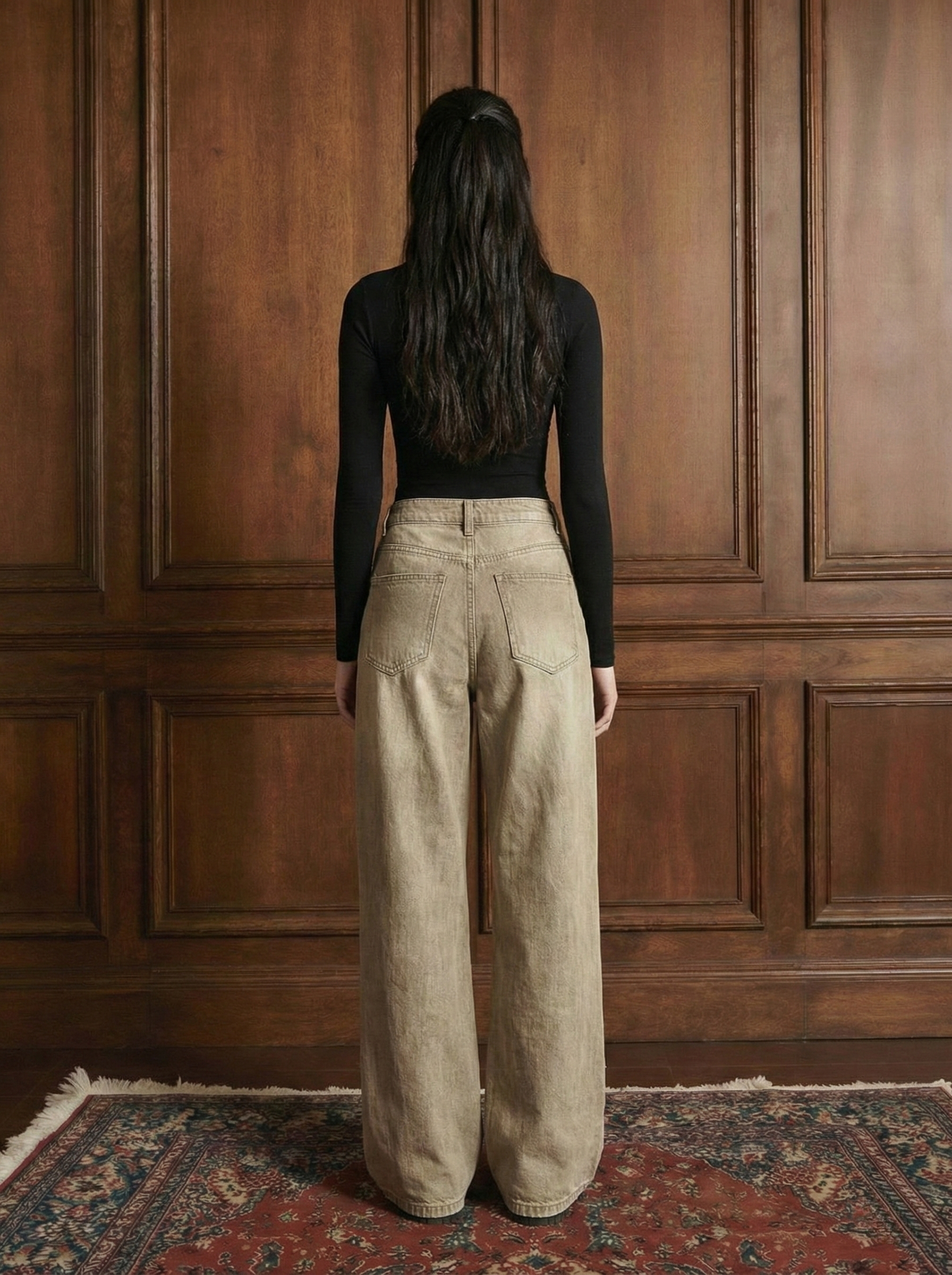 Patch Beige Super Wide leg jeans