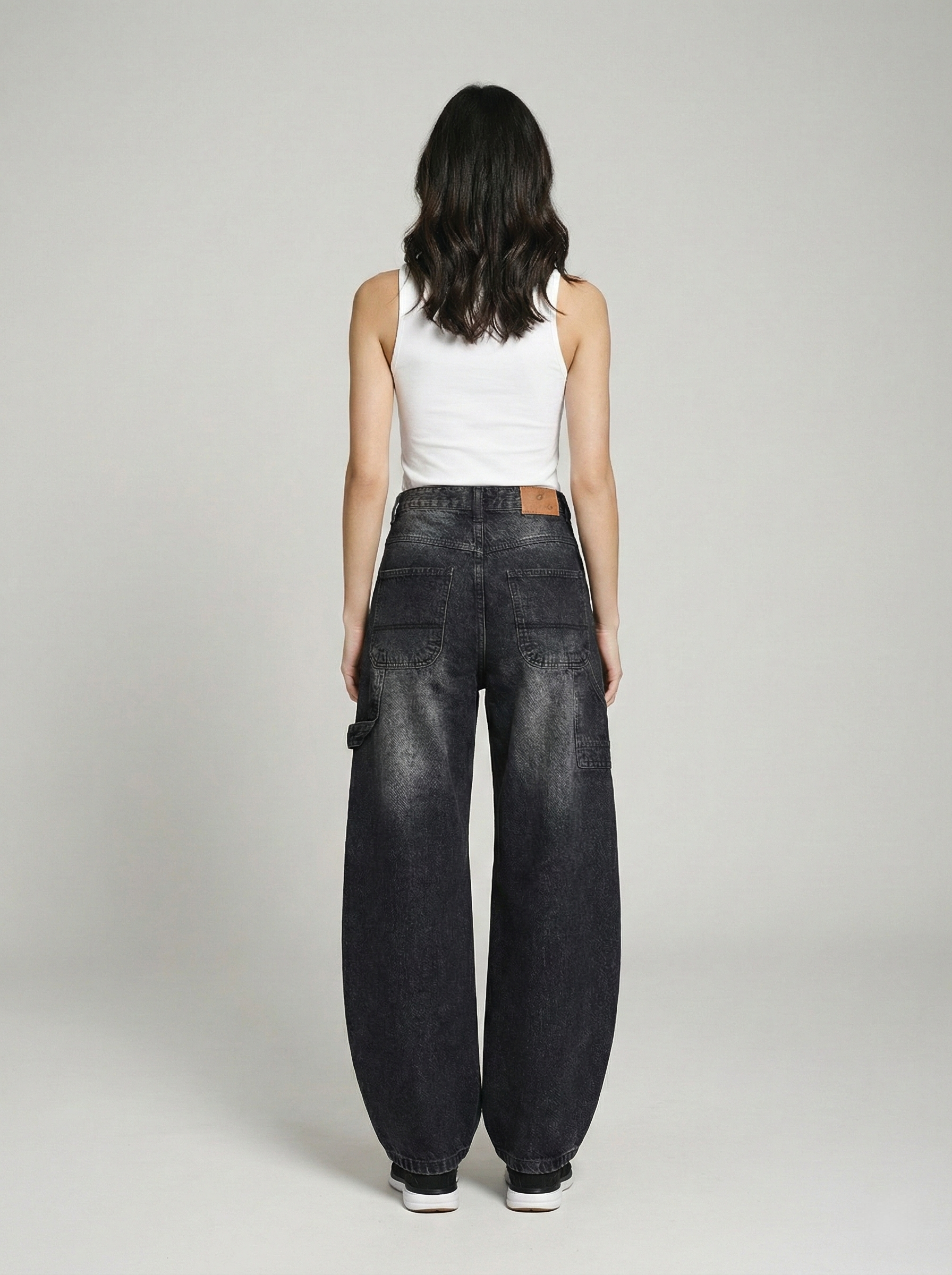 Charcoal Faded Black Mid-rise Carpenter Jeans.