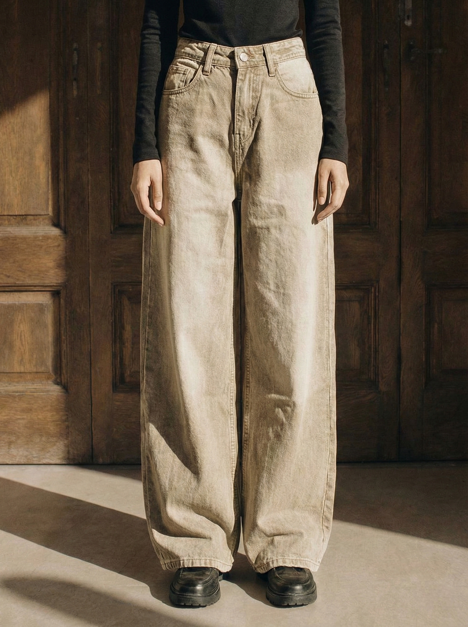 Beige Super Wide leg jeans