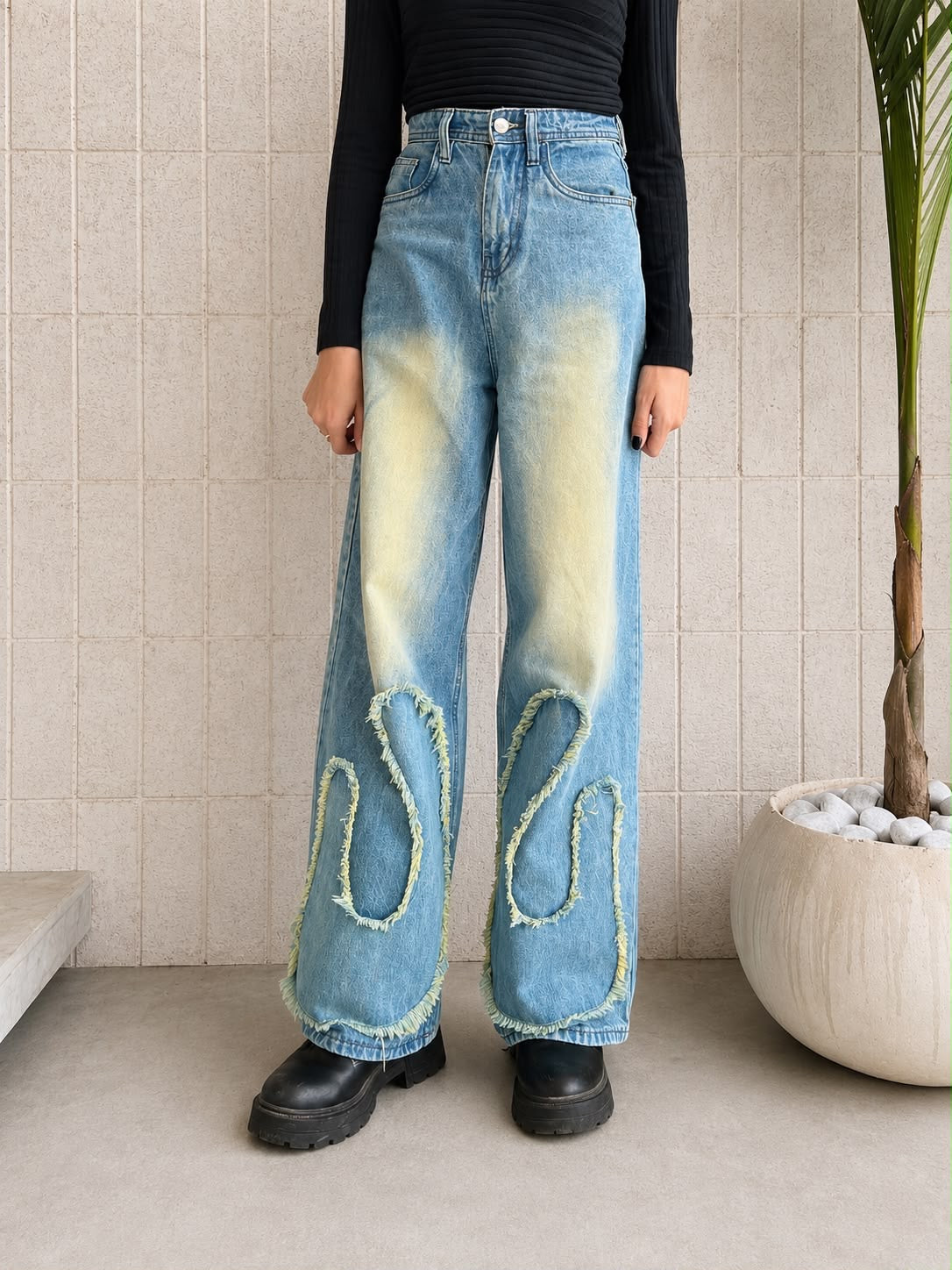 Patch blue Super Wide leg jeans