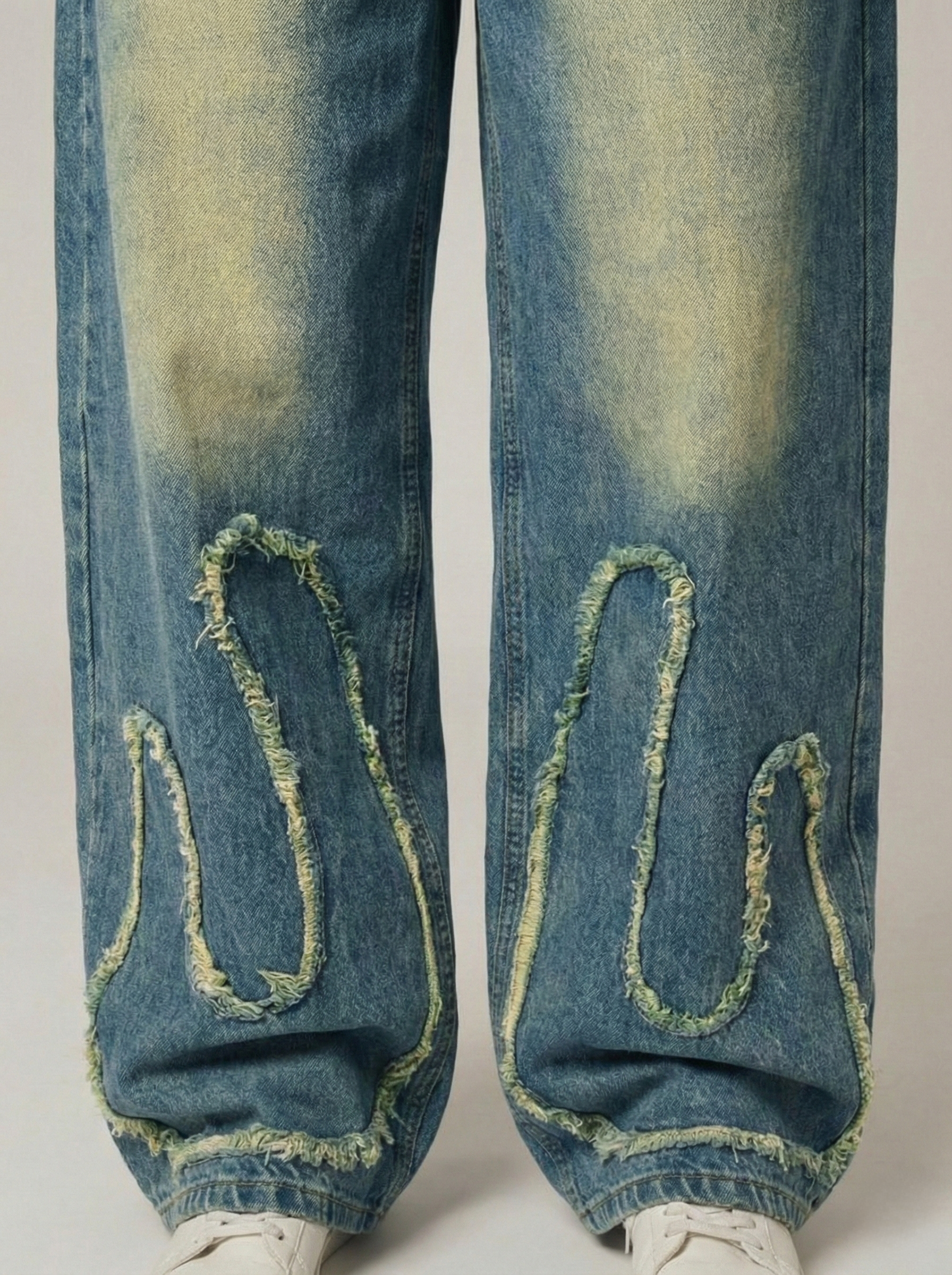 Patch blue Super Wide leg jeans