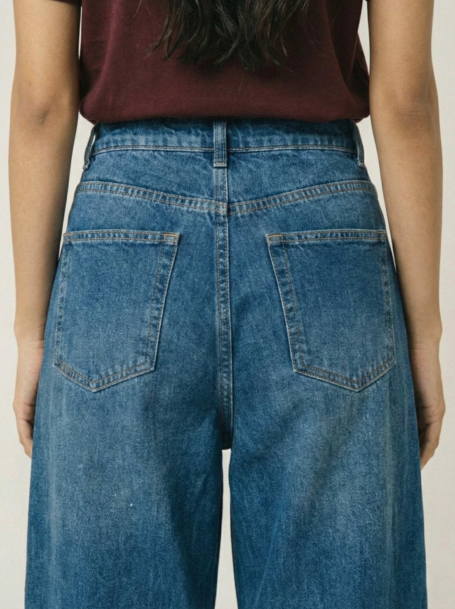 Tinted vintage washed wide leg jeans
