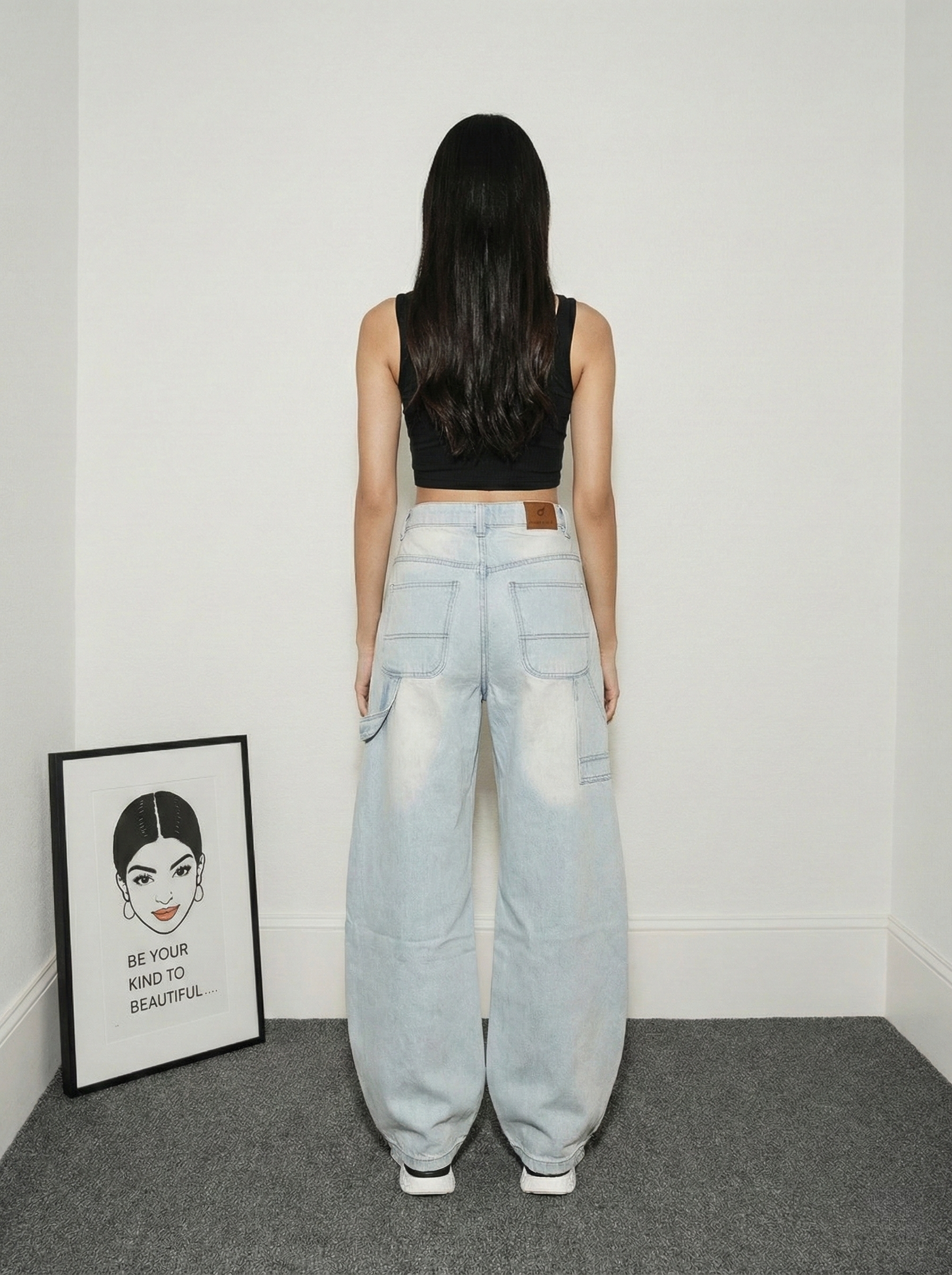 Sky Blue Mid-rise Carpenter Jeans.