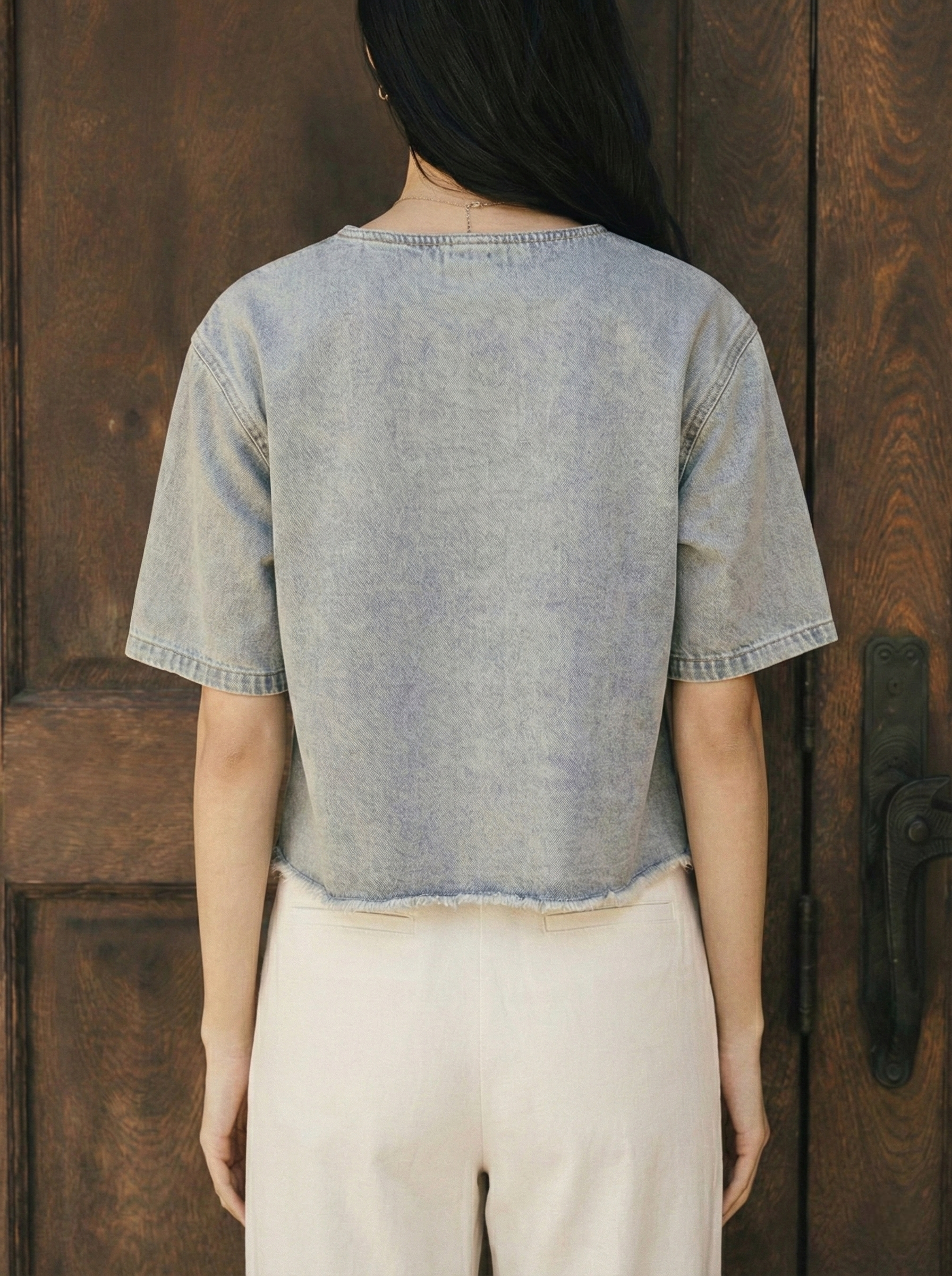 T-shirt with v-neck DROP SHOULDER | ASH GREY | NEW YORKER