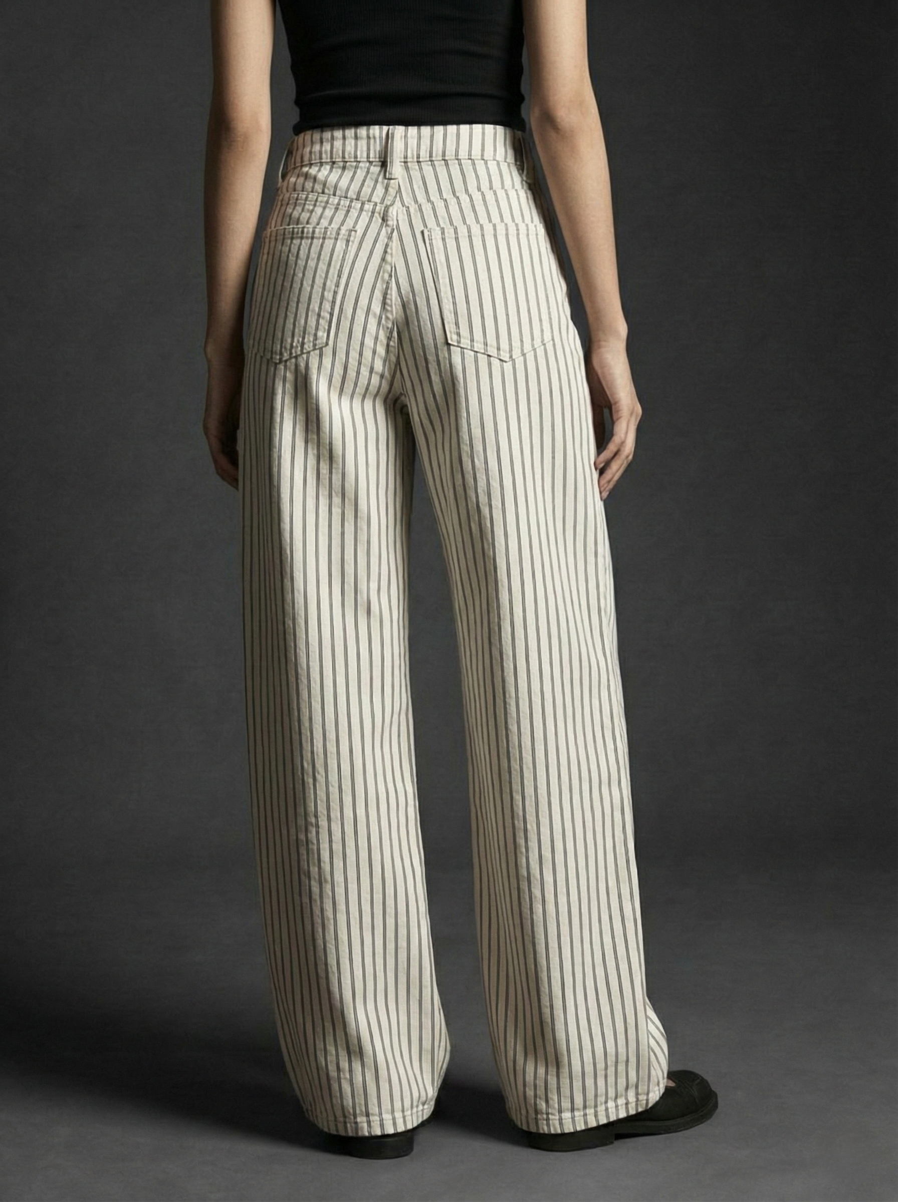 Wellwest High-Waisted Striped wide-leg Pants