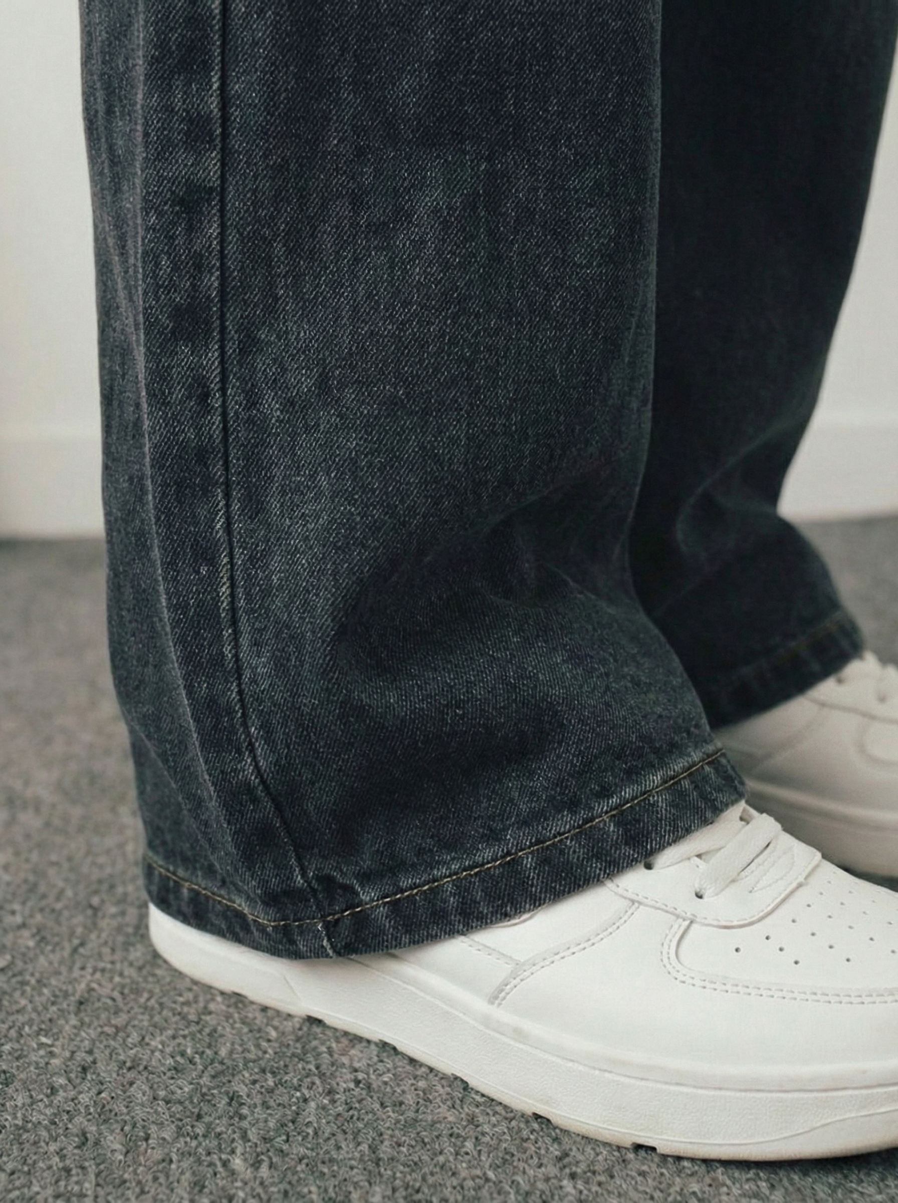 Ash Black Stripes Cargo Wide-Leg jeans