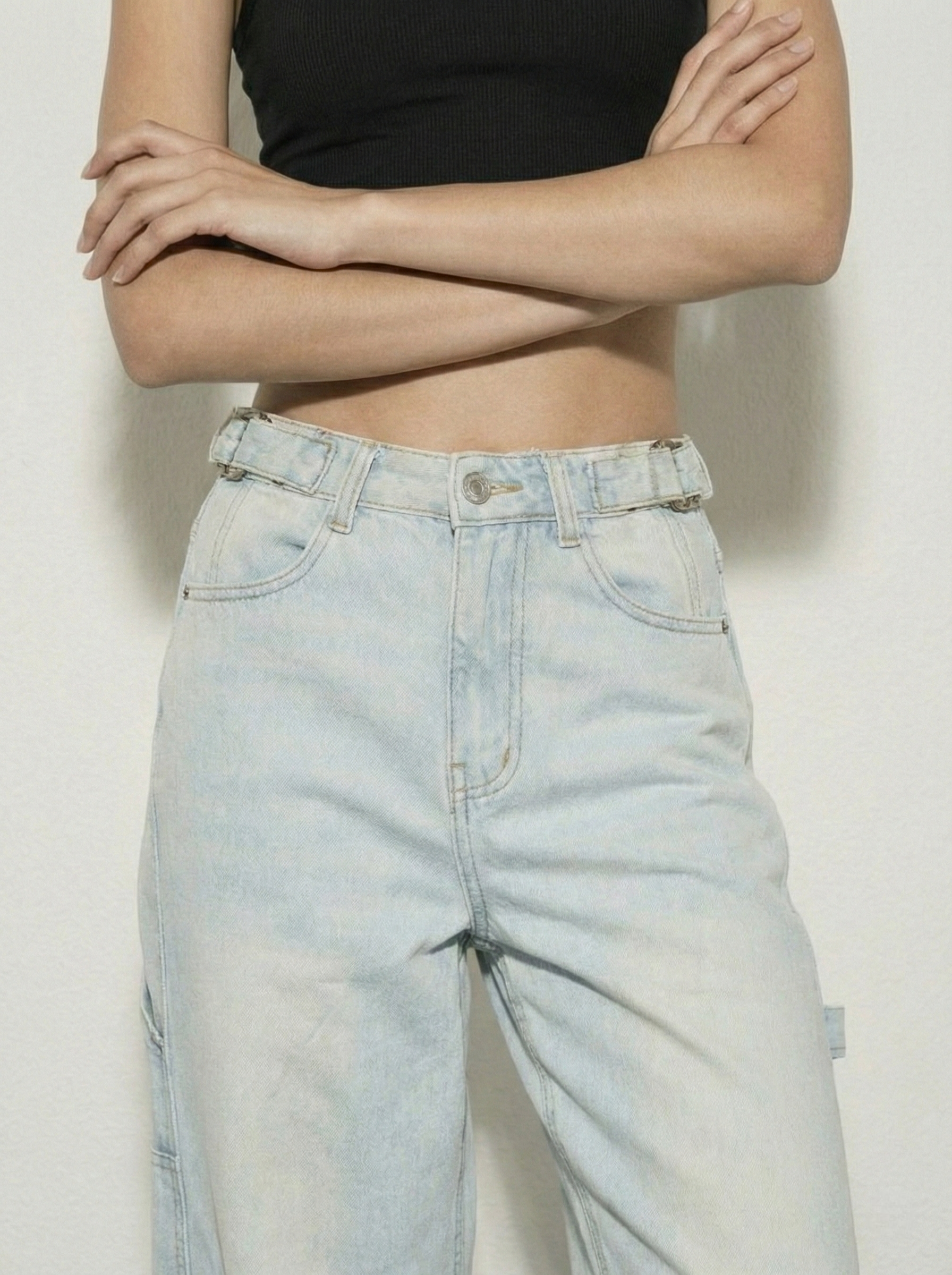 Sky Blue Mid-rise Carpenter Jeans.