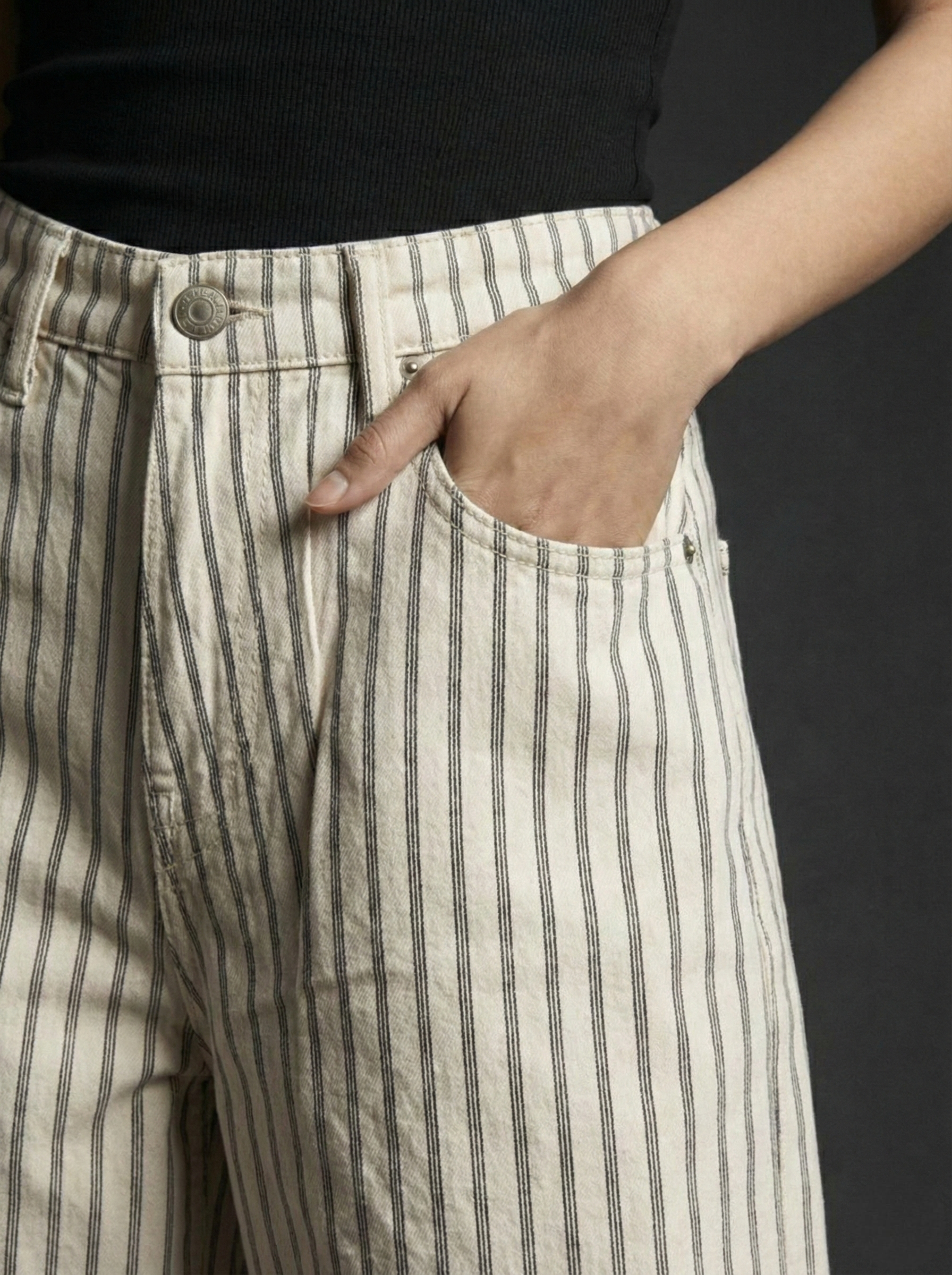 Wellwest High-Waisted Striped wide-leg Pants