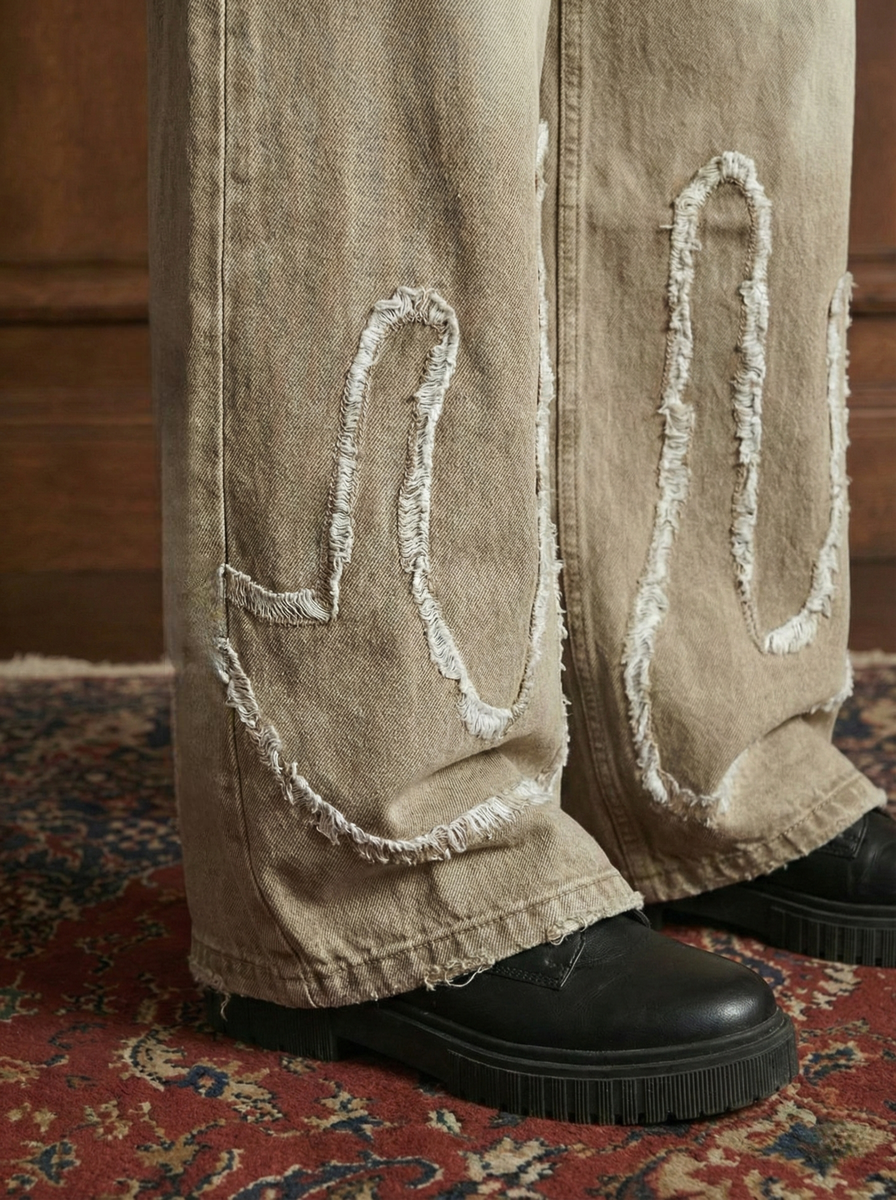 Patch Beige Super Wide leg jeans