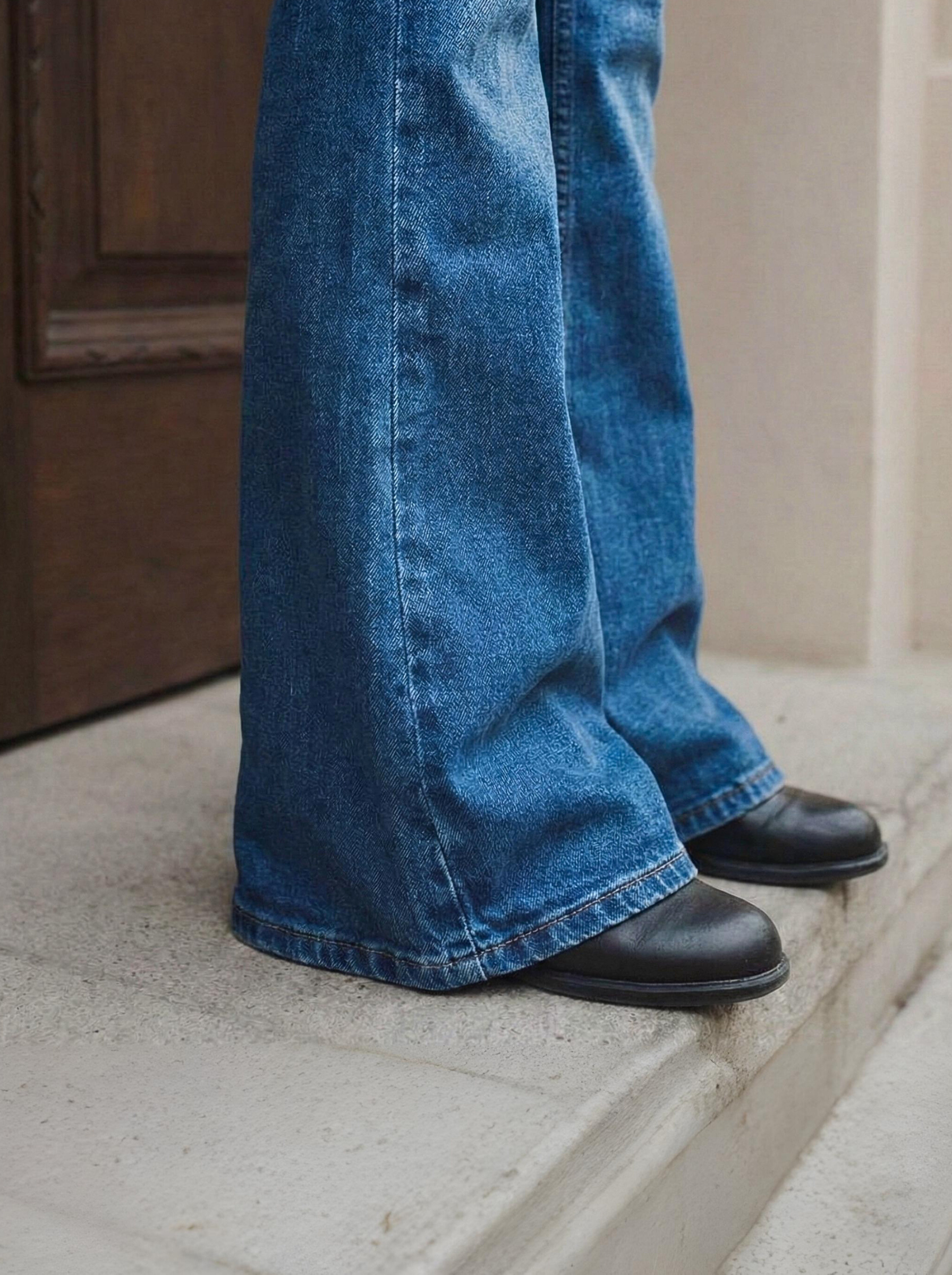 Midnight Blue Mid-rise Flare Jeans