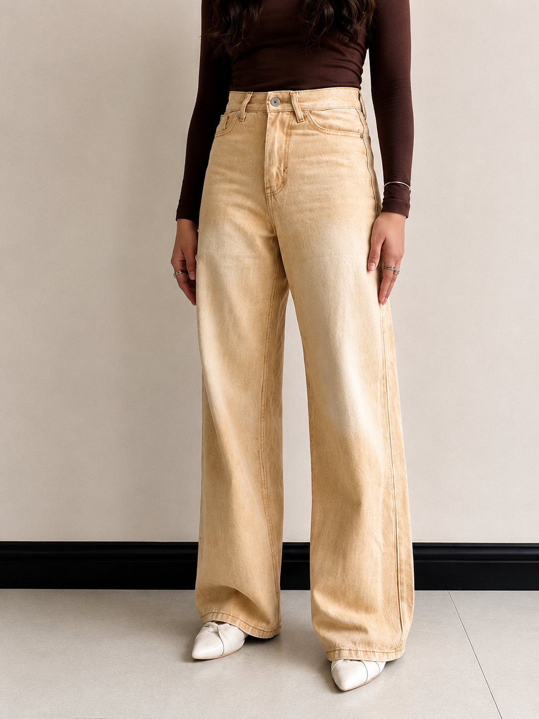 Beige Wide leg jeans