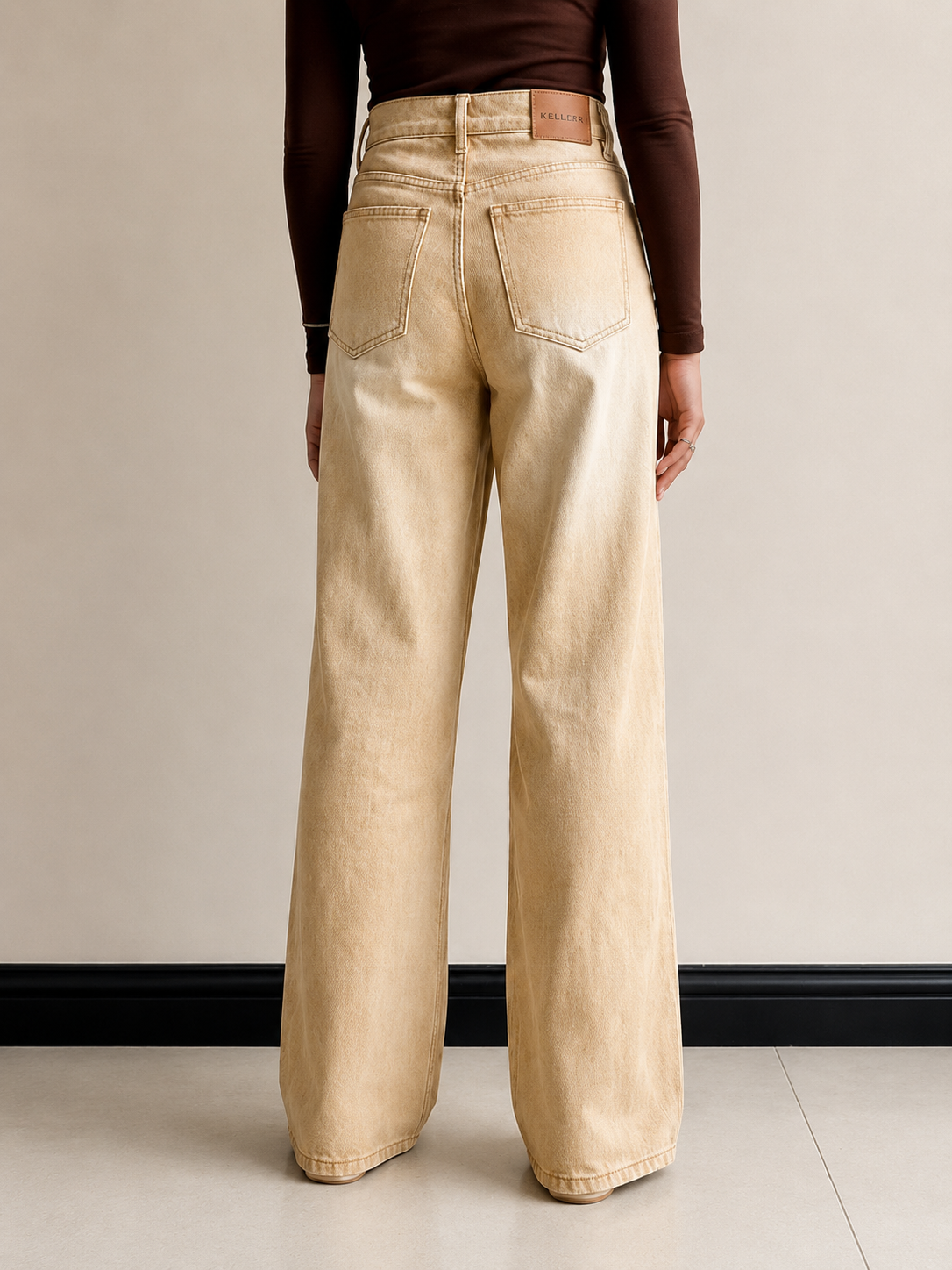 Beige Wide leg jeans