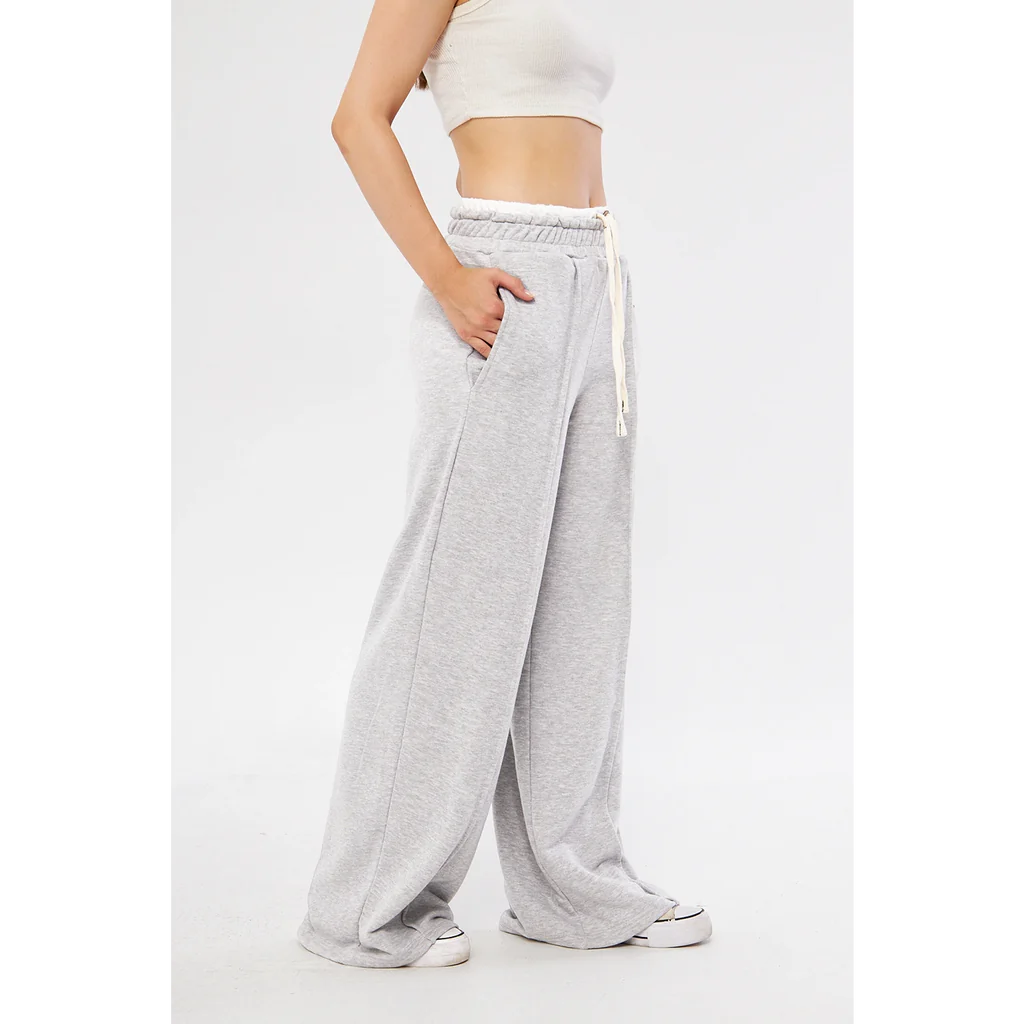 Grey wide leg boxer belt trousers