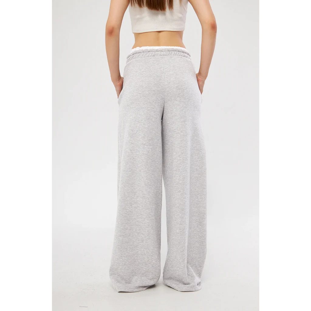 Grey wide leg boxer belt trousers