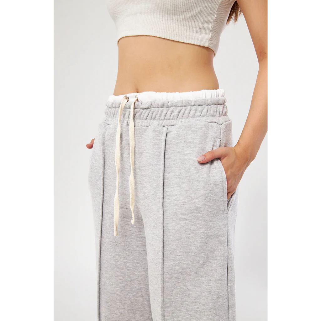 Grey wide leg boxer belt trousers