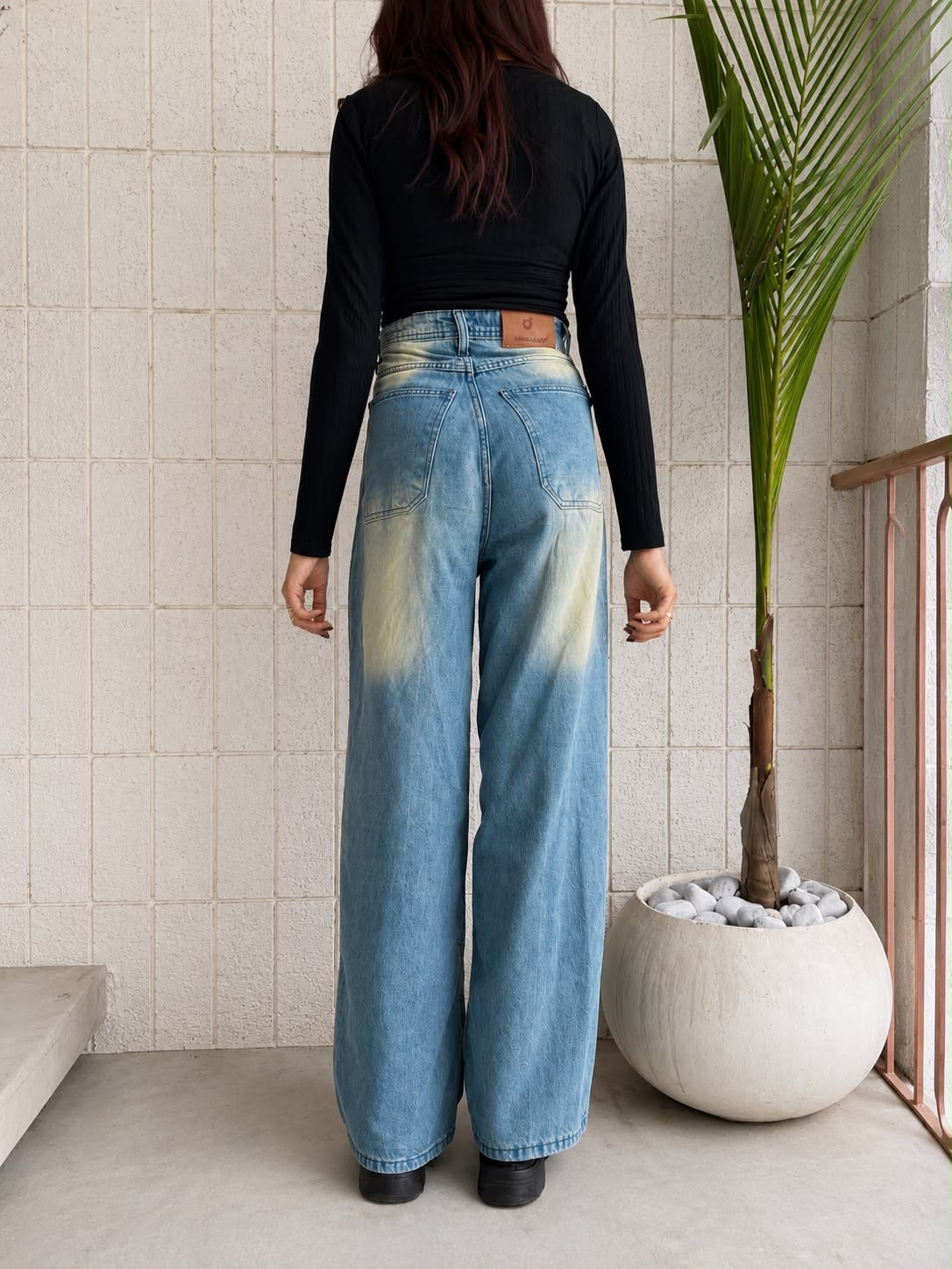 Patch blue Super Wide leg jeans