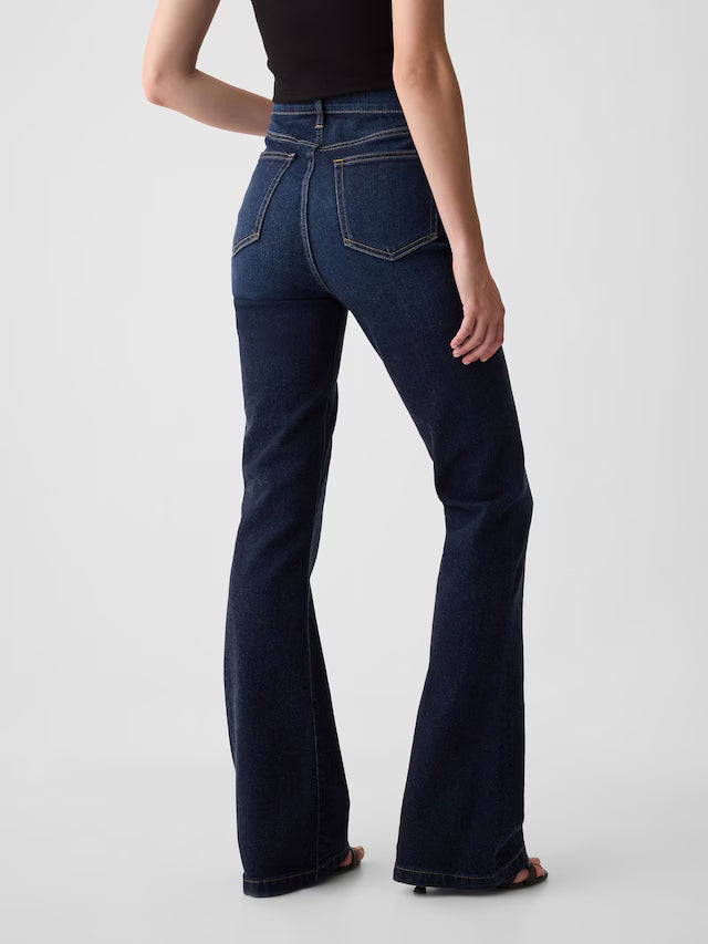 Blue High Waisted 70s Flare Jeans