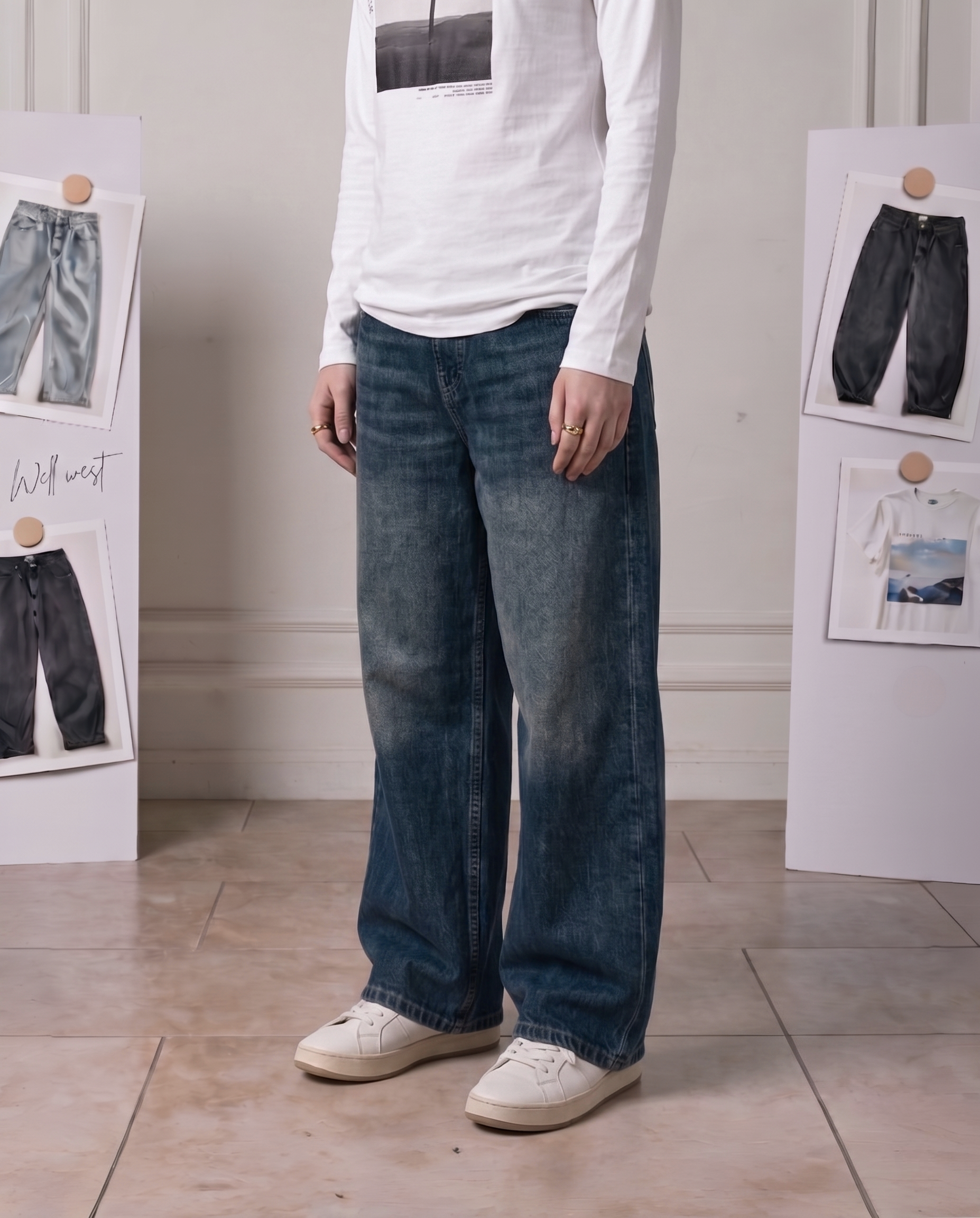 Vintage blue Baggy Denim -Loose Fit- UNISEX