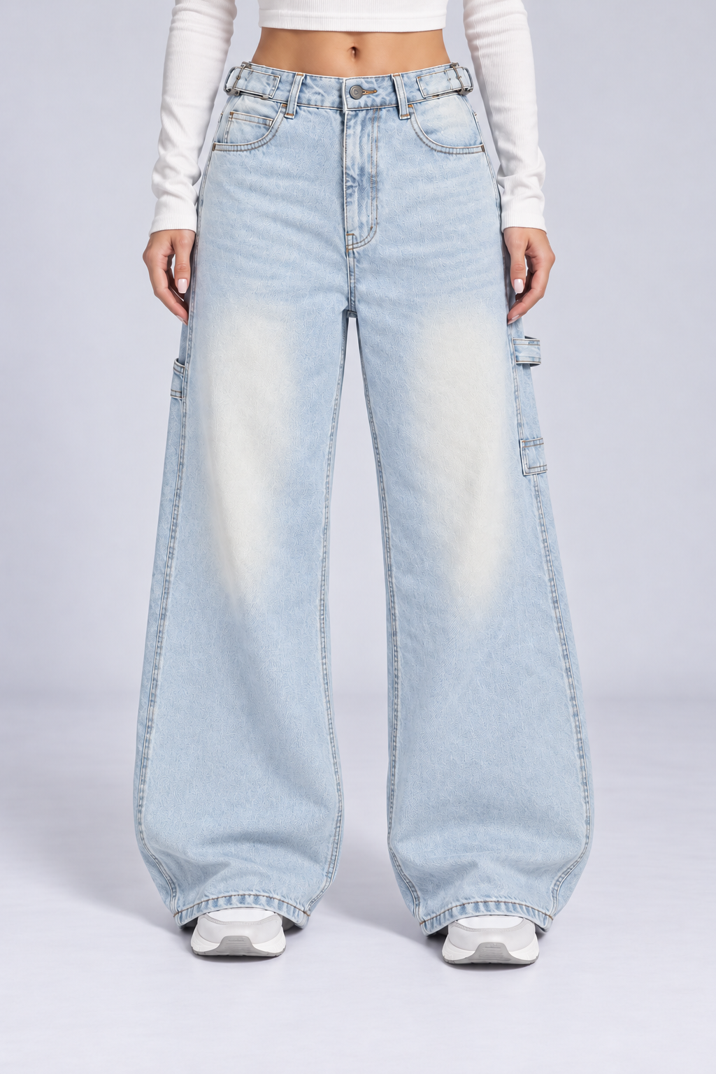 Sky Blue Mid-rise Carpenter Jeans.