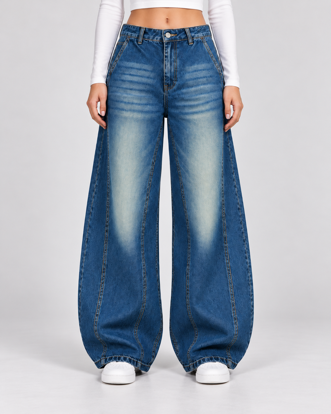 Tinted vintage washed wide leg jeans