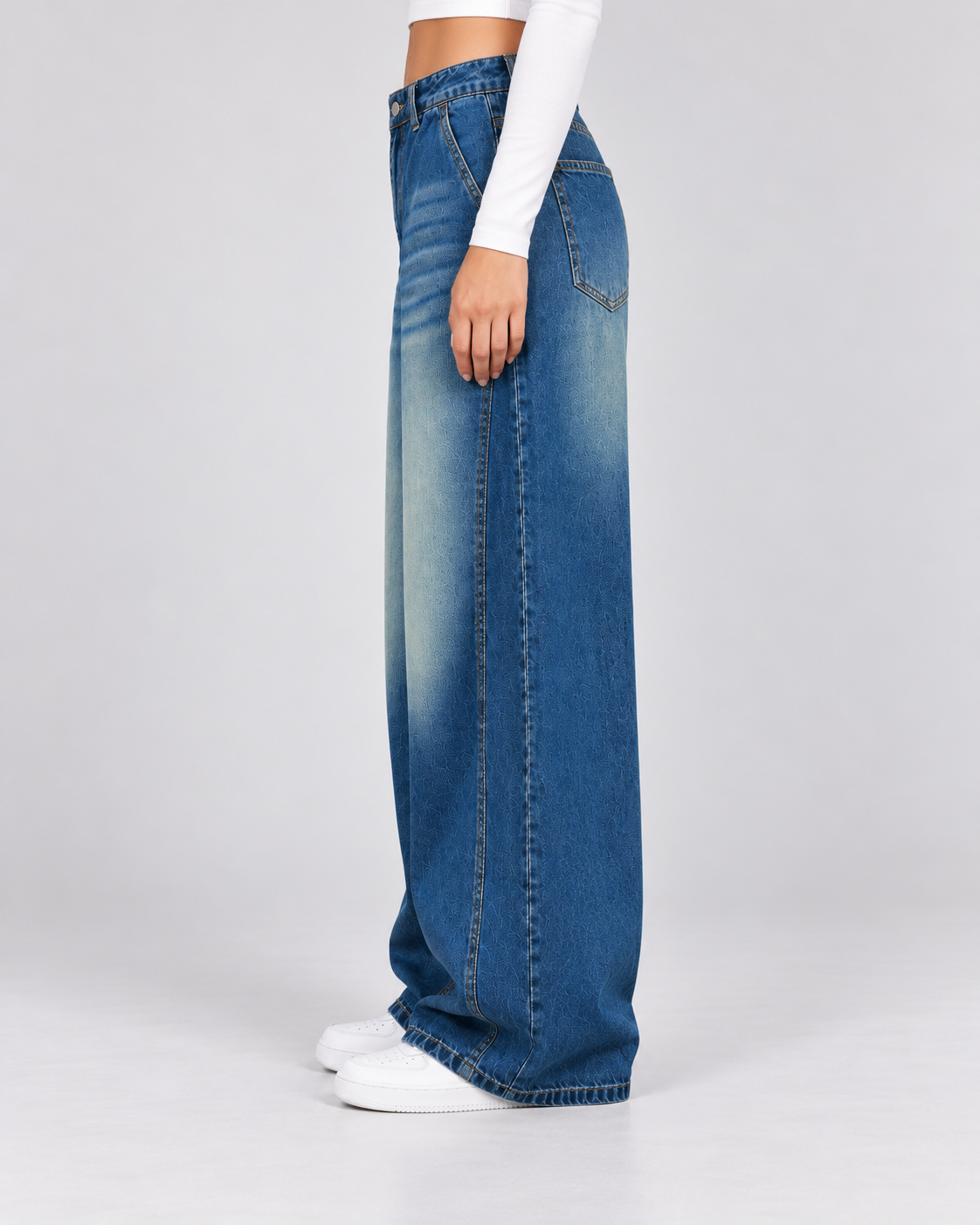 Tinted vintage washed wide leg jeans