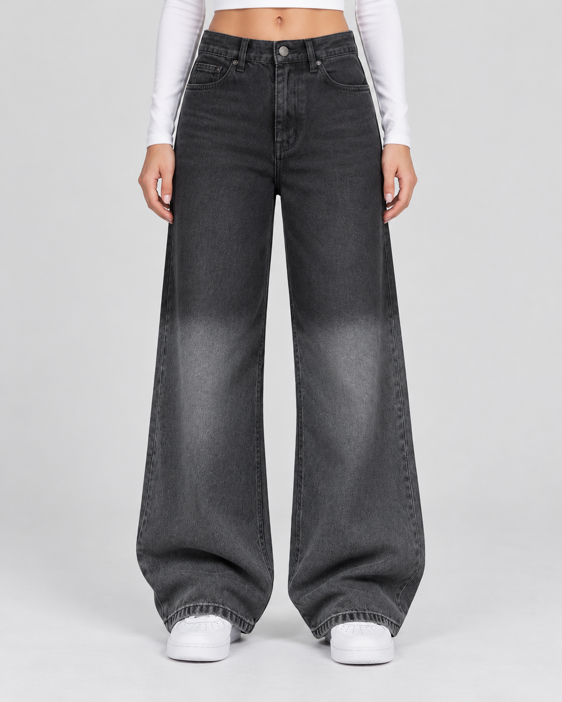 Gradient Black Super Wide leg jeans