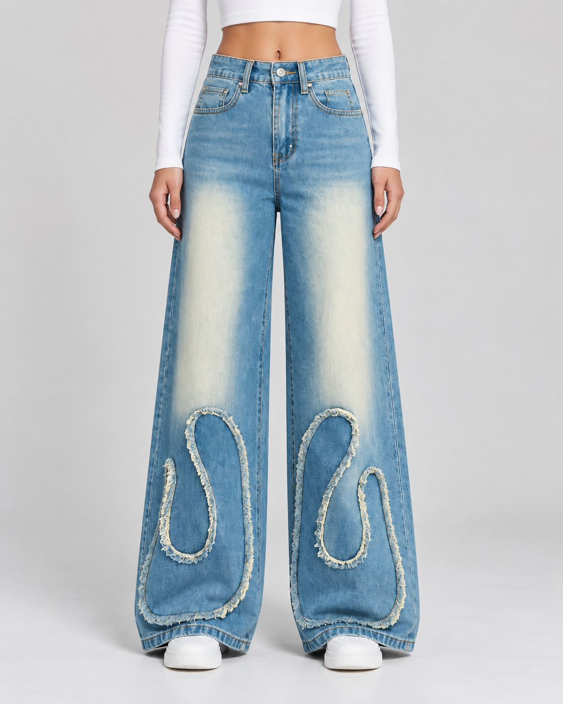 Patch blue Super Wide leg jeans