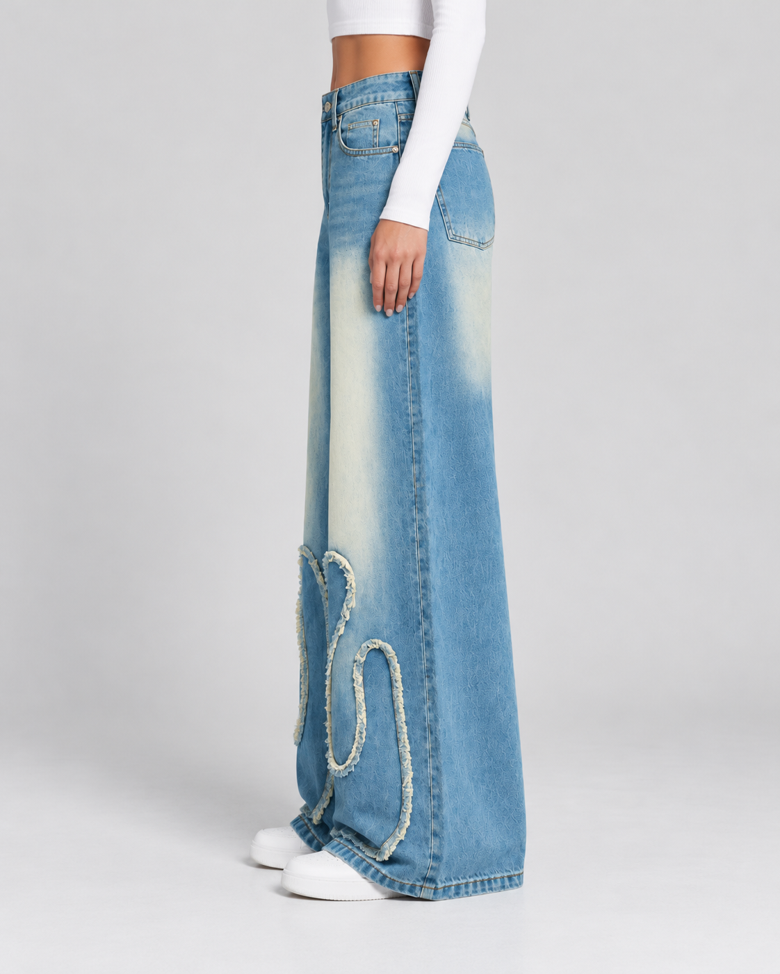 Patch blue Super Wide leg jeans