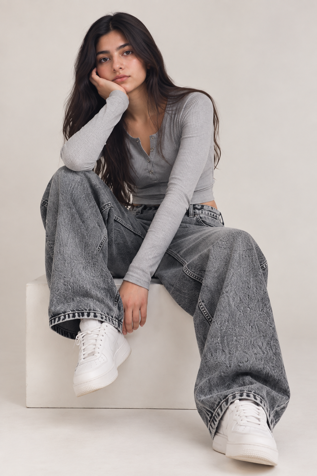 80's Ash Grey Wide Leg Jeans (Unisex)