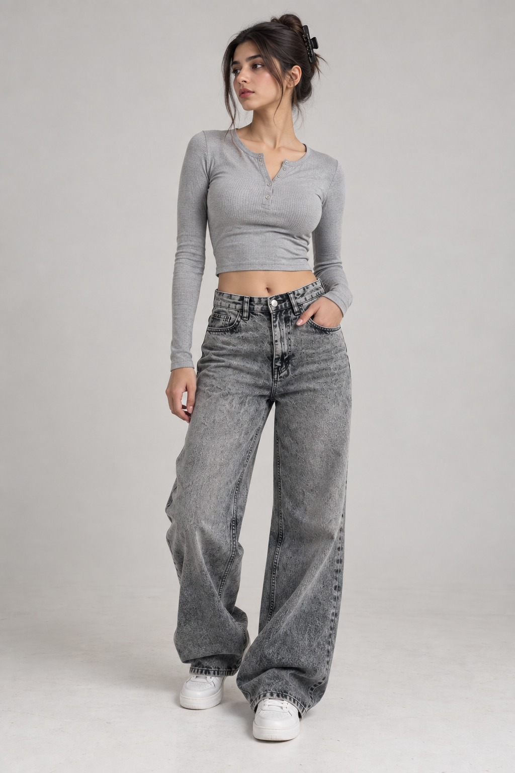 80's Ash Grey Wide Leg Jeans (Unisex)