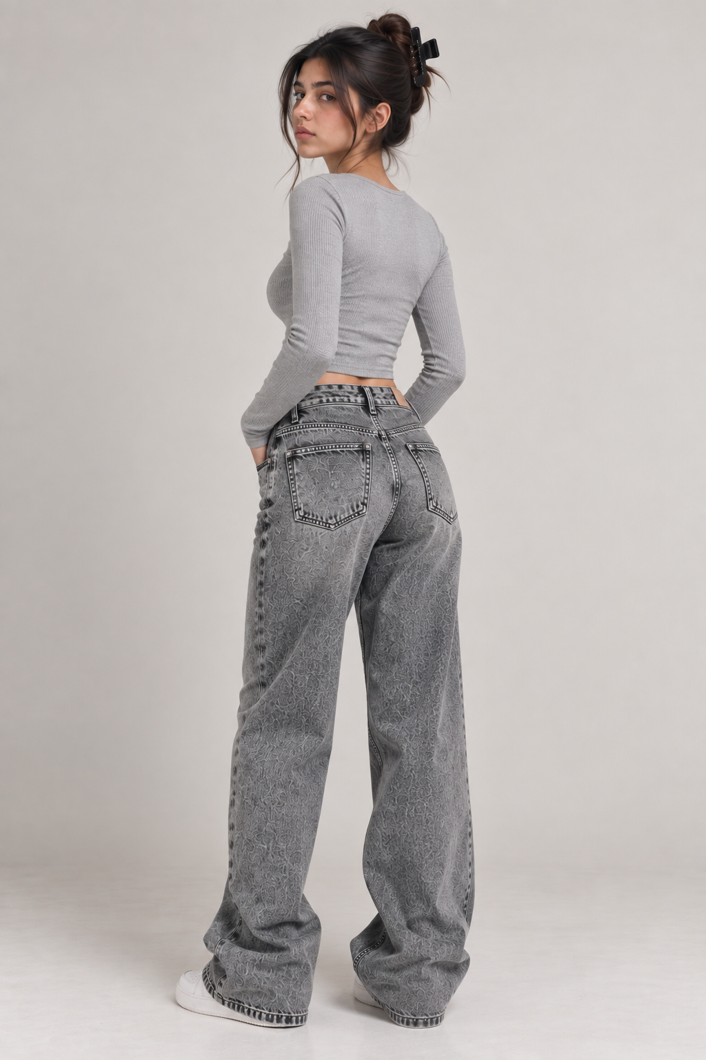 80's Ash Grey Wide Leg Jeans (Unisex)