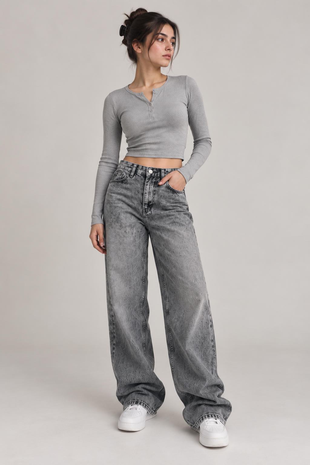 80's Ash Grey Wide Leg Jeans (Unisex)