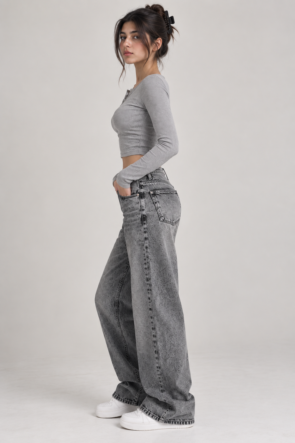 80's Ash Grey Wide Leg Jeans (Unisex)