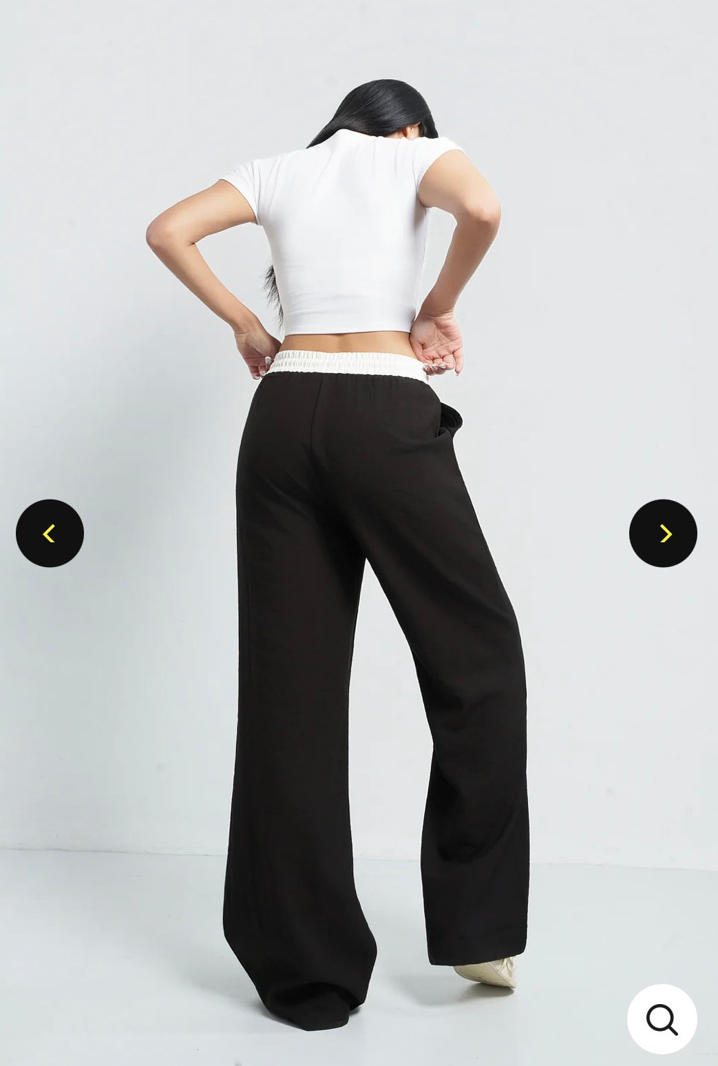 Drawstring black wide leg pants