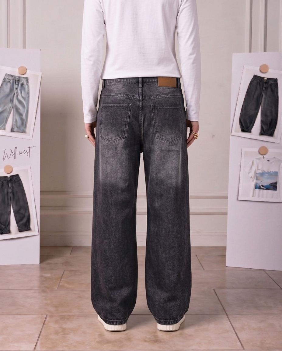 Vintage Grey Baggy Denim -Loose Fit - UNISEX