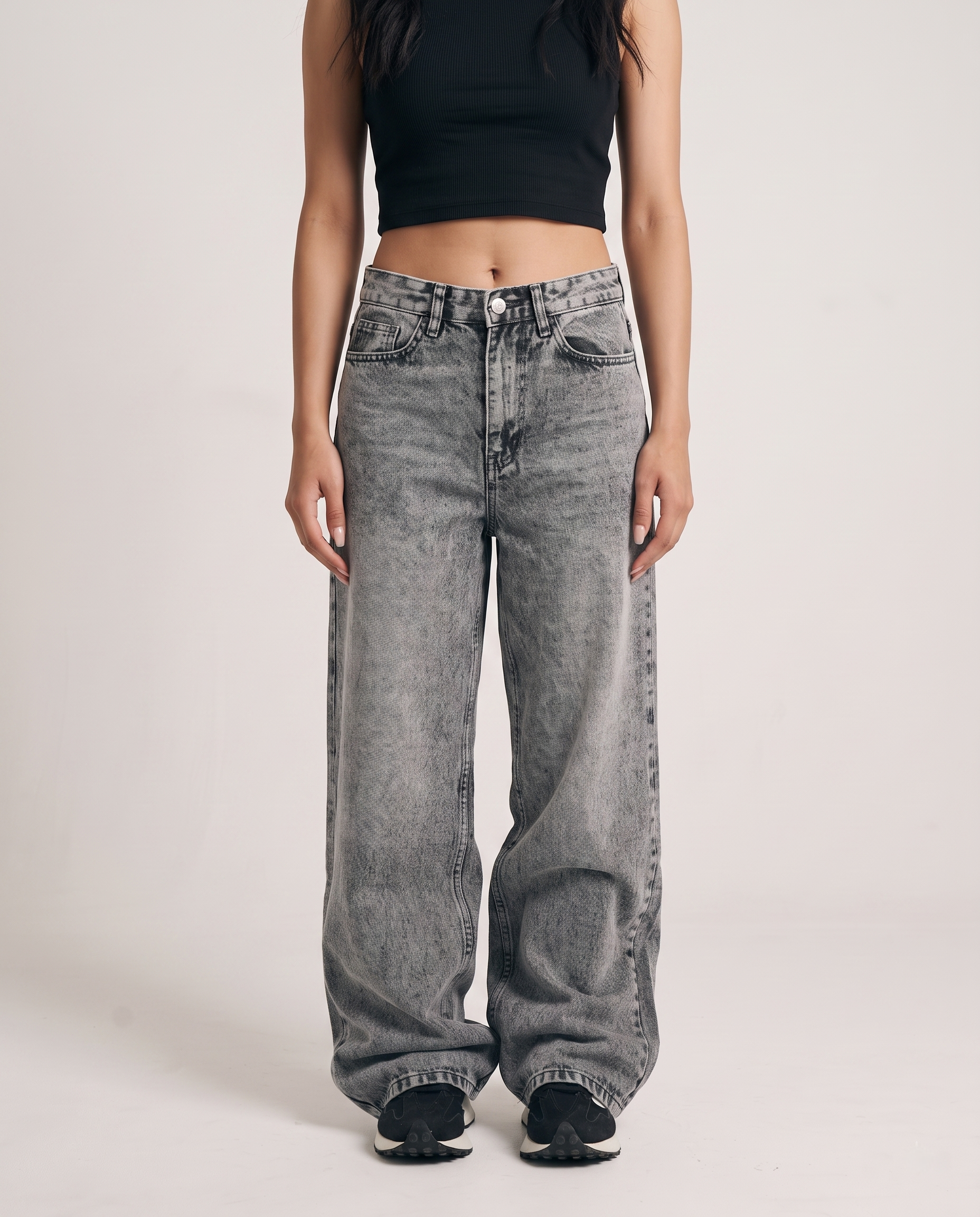 80's Ash Grey Wide Leg Jeans (Unisex)