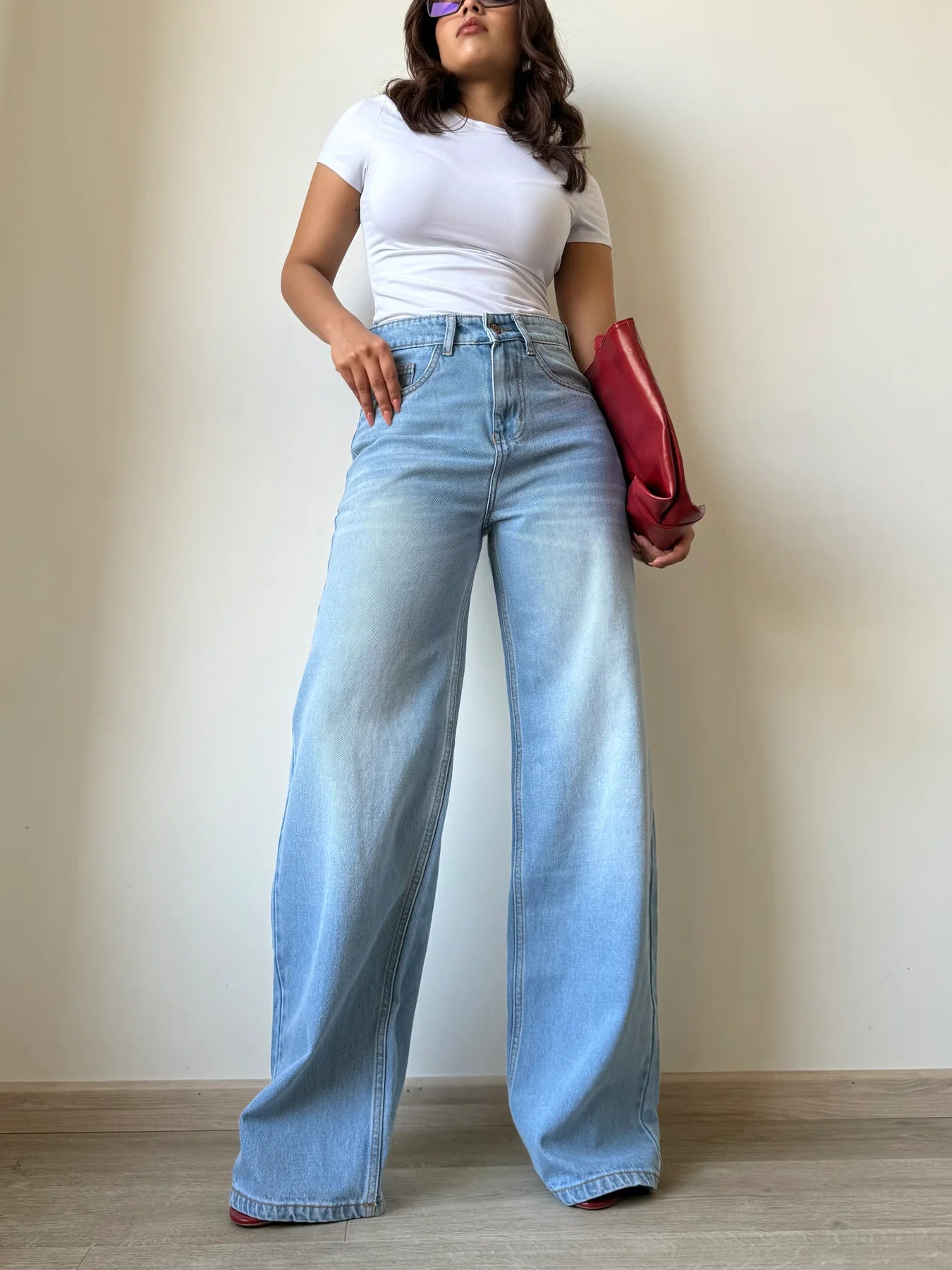 Light Blue Super Wide Leg Jeans