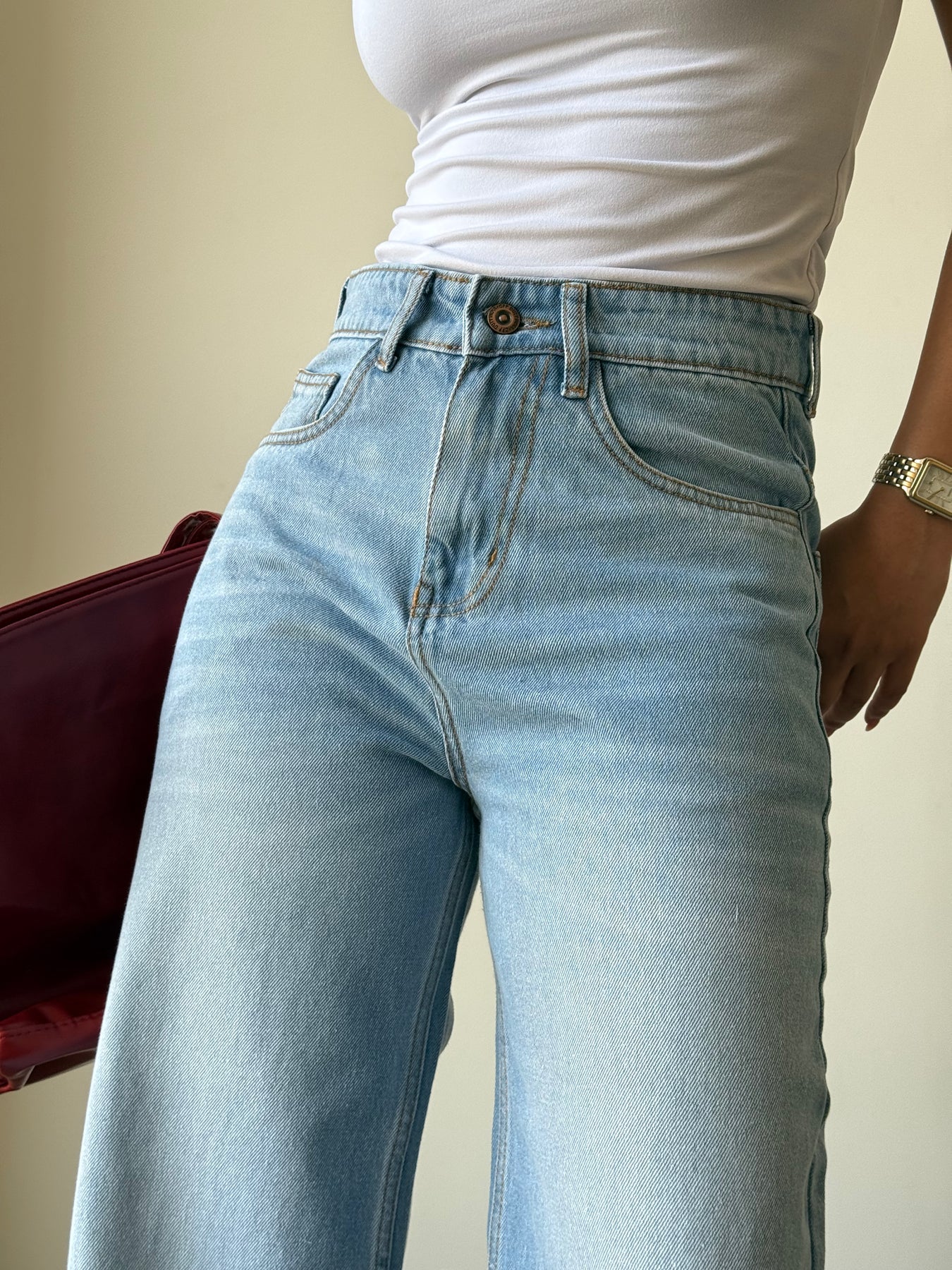 Light Blue Super Wide Leg Jeans