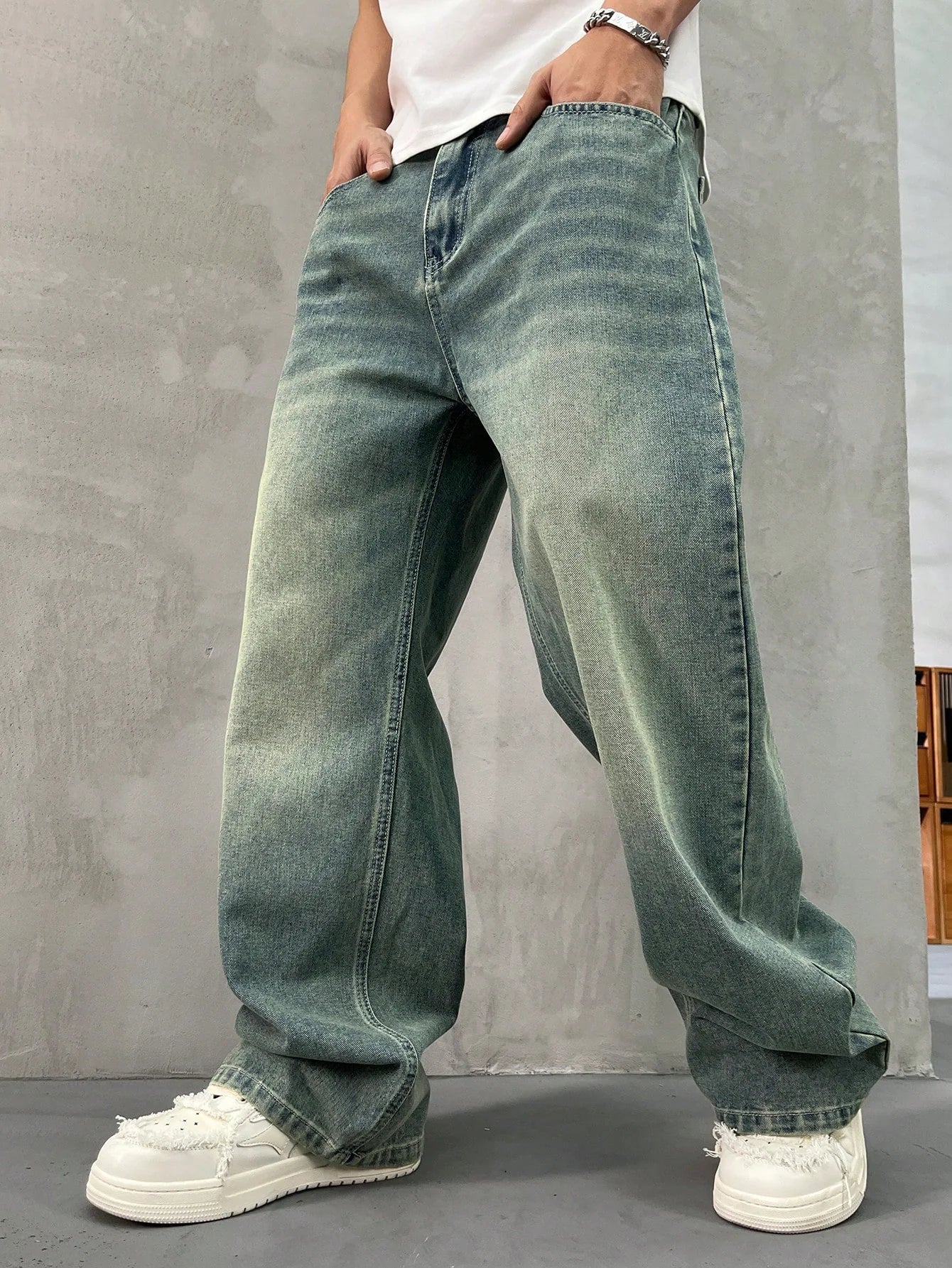 Spearmint Fade Baggy Fit Jeans (Unisex)