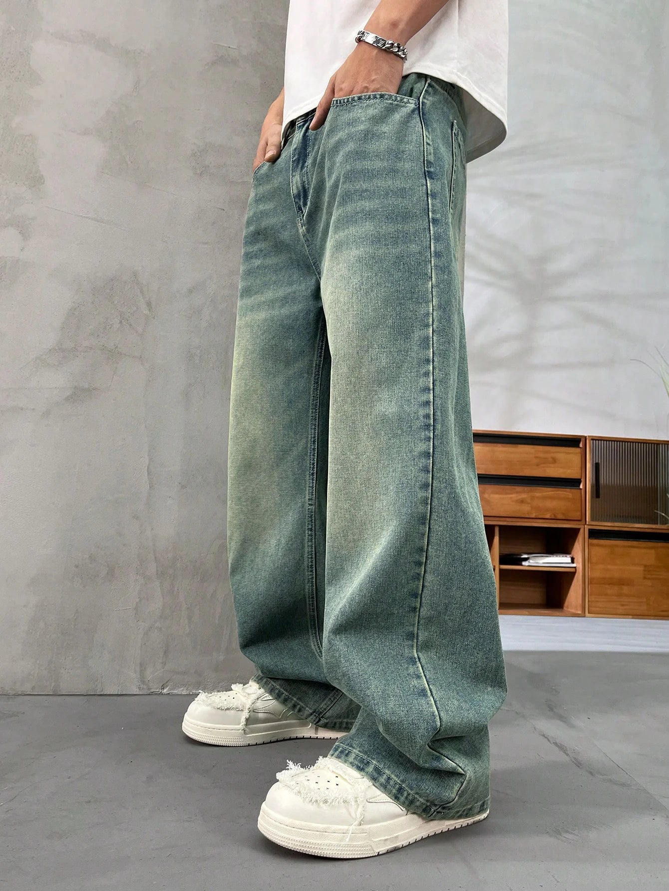 Spearmint Fade Baggy Fit Jeans (Unisex)
