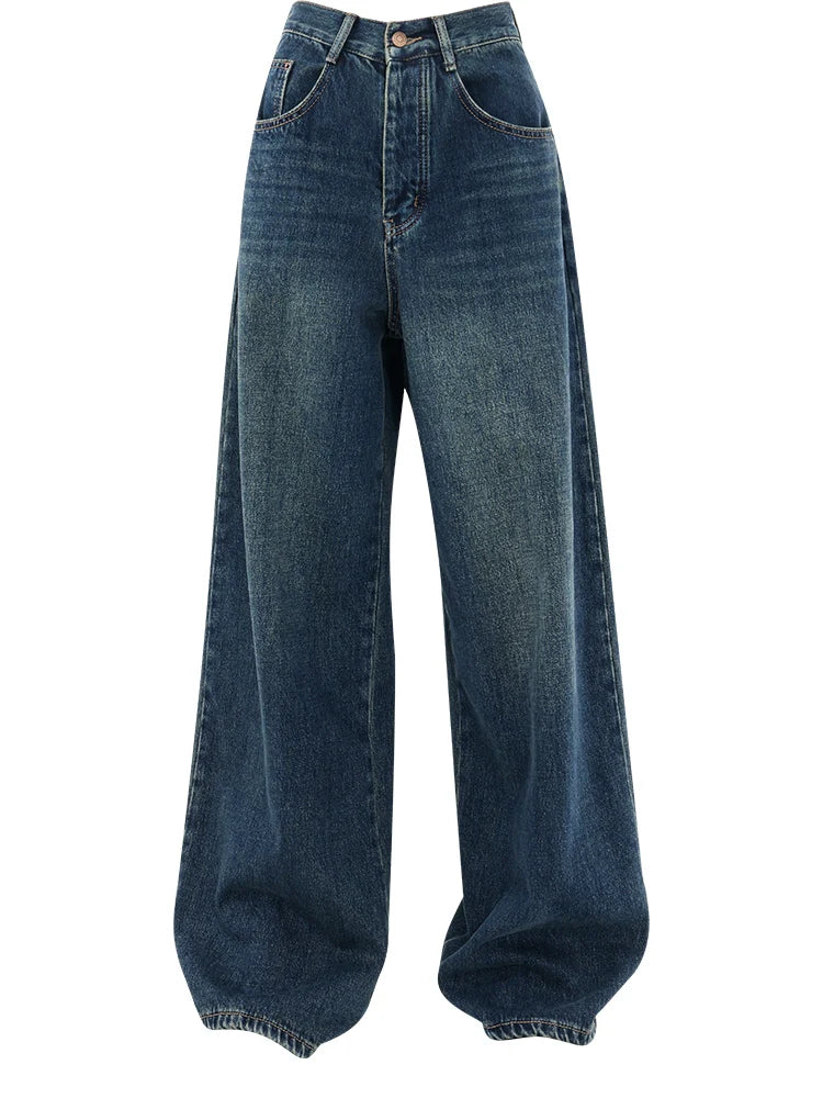 lndigo green high waisted wide leg jeans