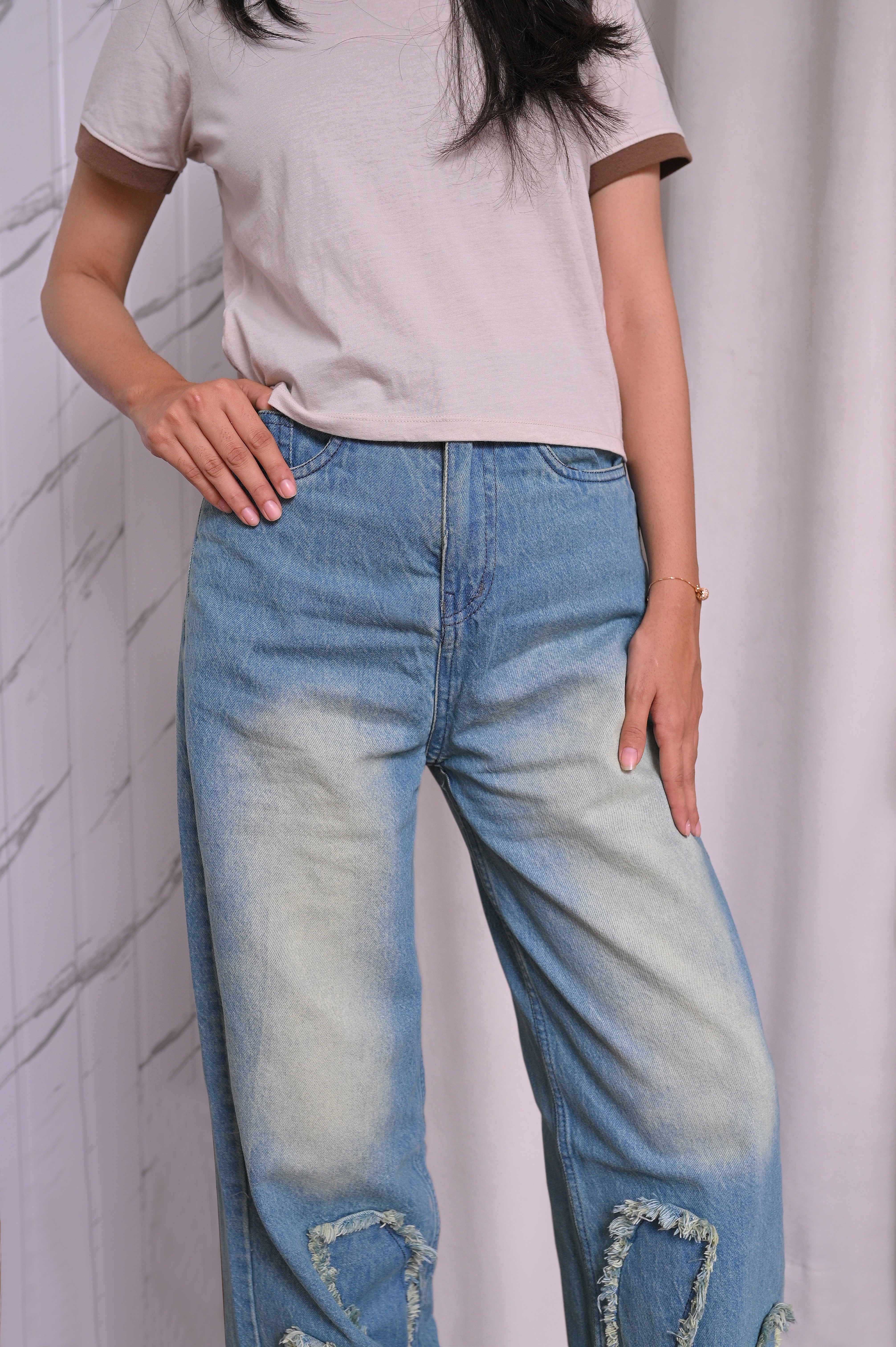 Patch blue Super Wide leg jeans
