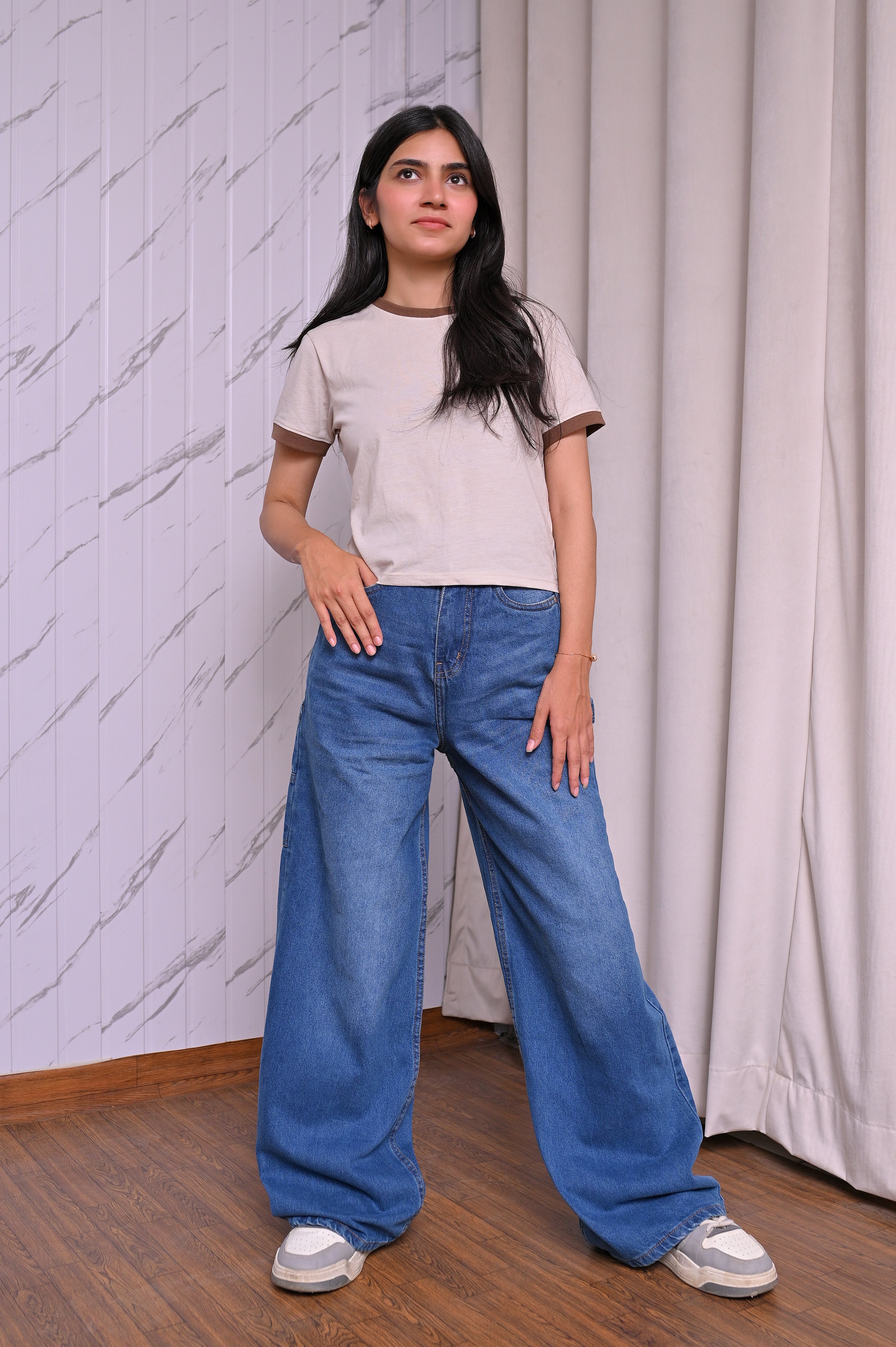 Mid-night blue carpenter wide leg jeans