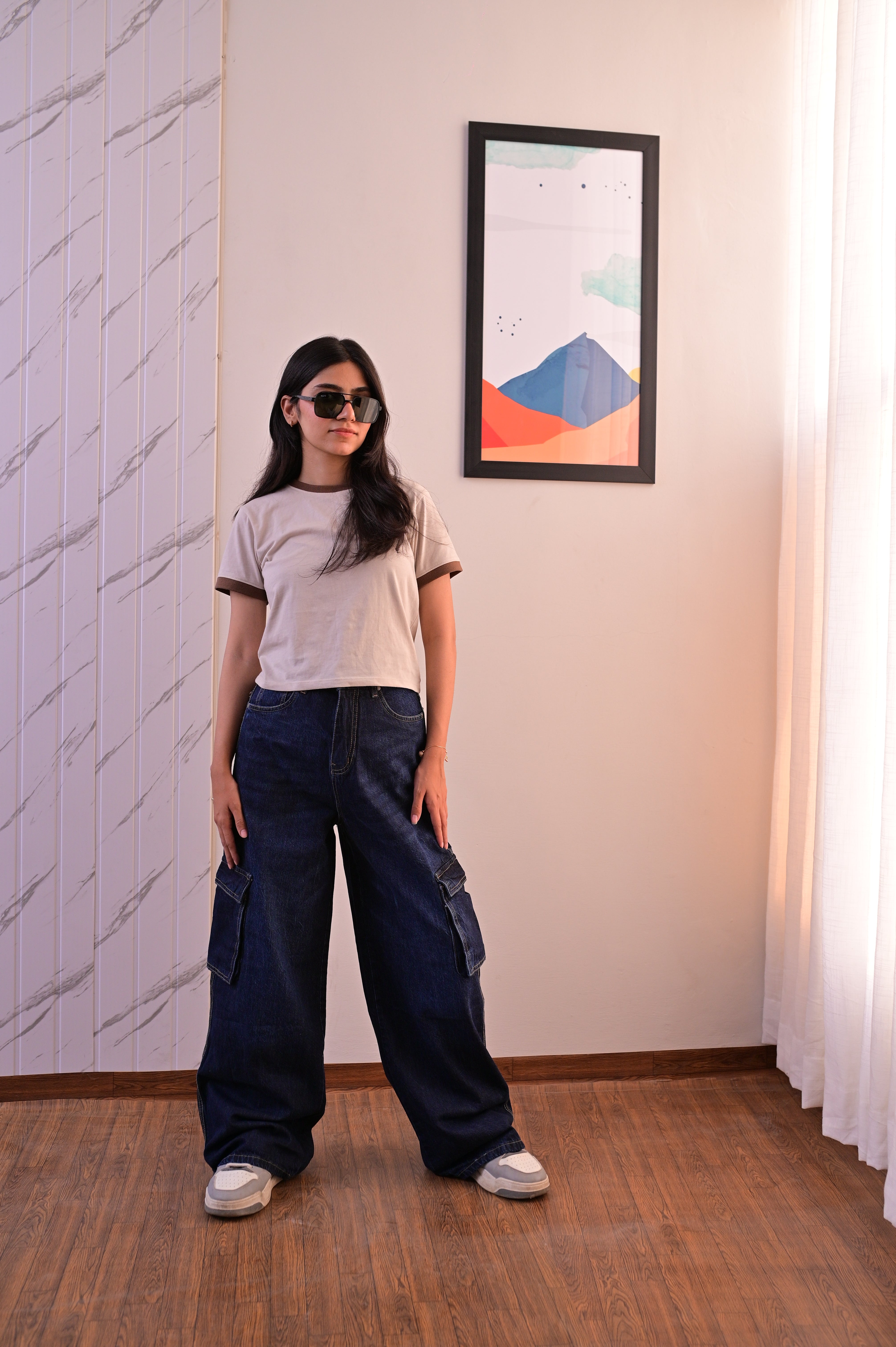 Luxe blue Super Wide leg cargo jeans