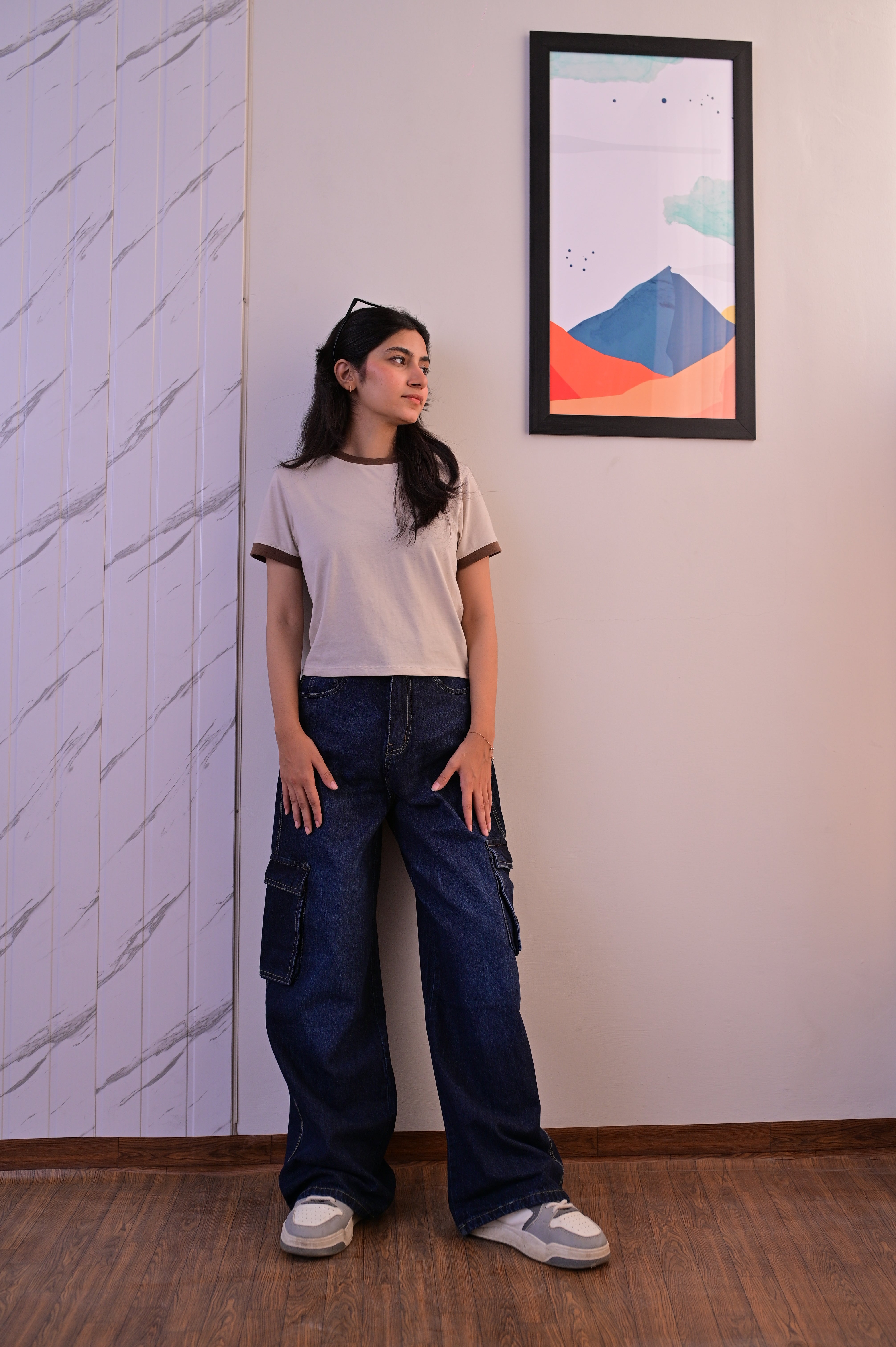 Luxe blue Super Wide leg cargo jeans