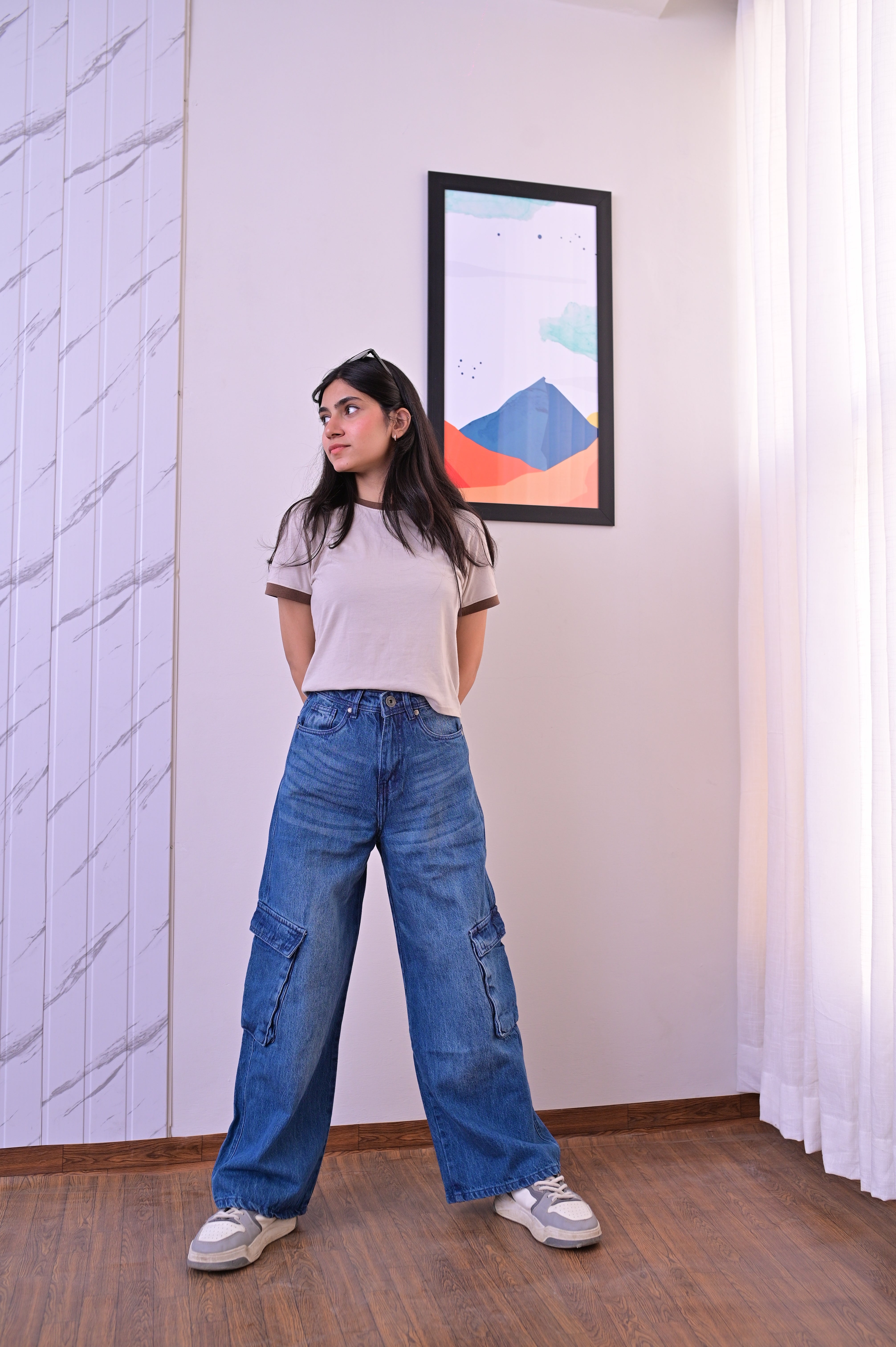 Ocean blue Super Wide leg cargo jeans