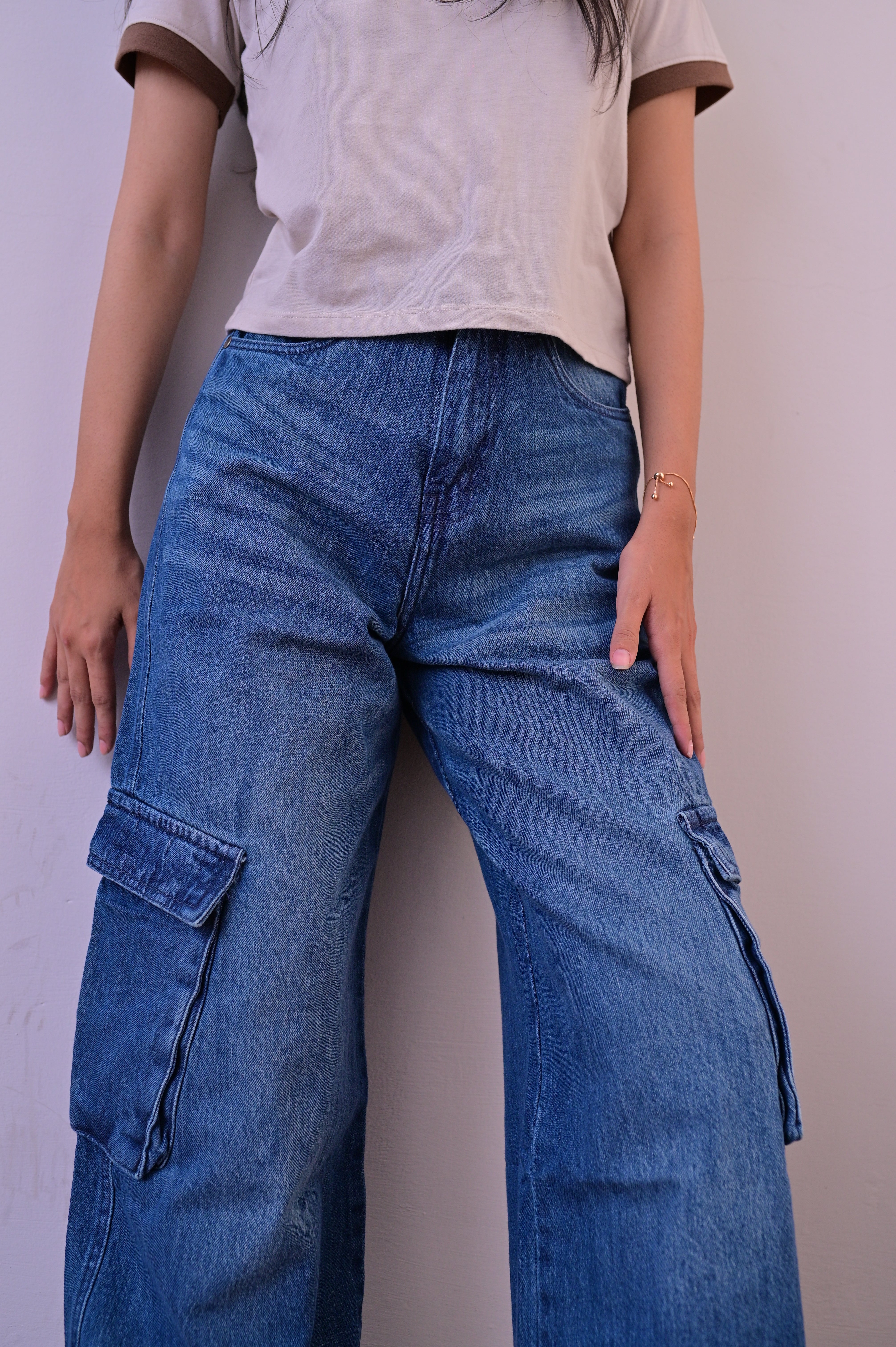 Ocean blue Super Wide leg cargo jeans